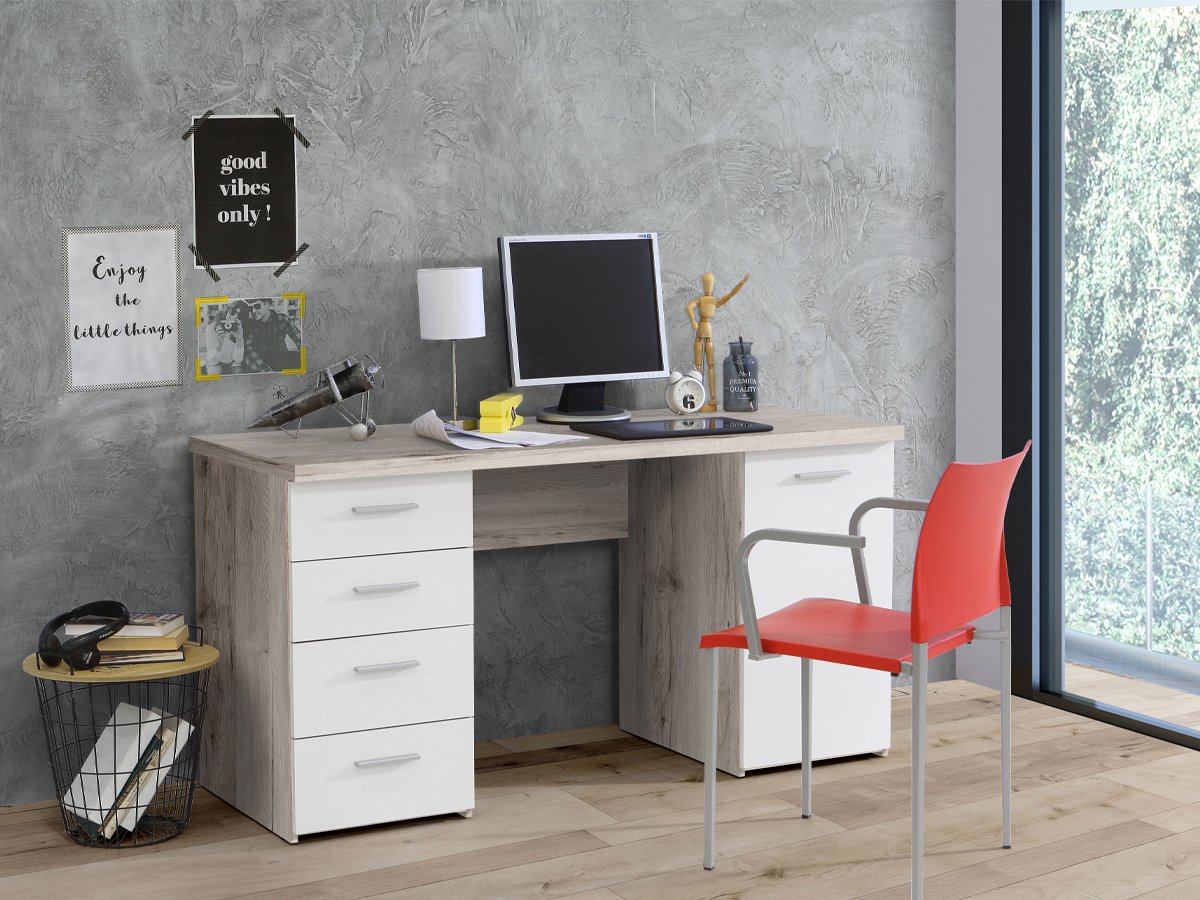 Computerschreibtisch Sandeiche/weiß 145 cm - NET