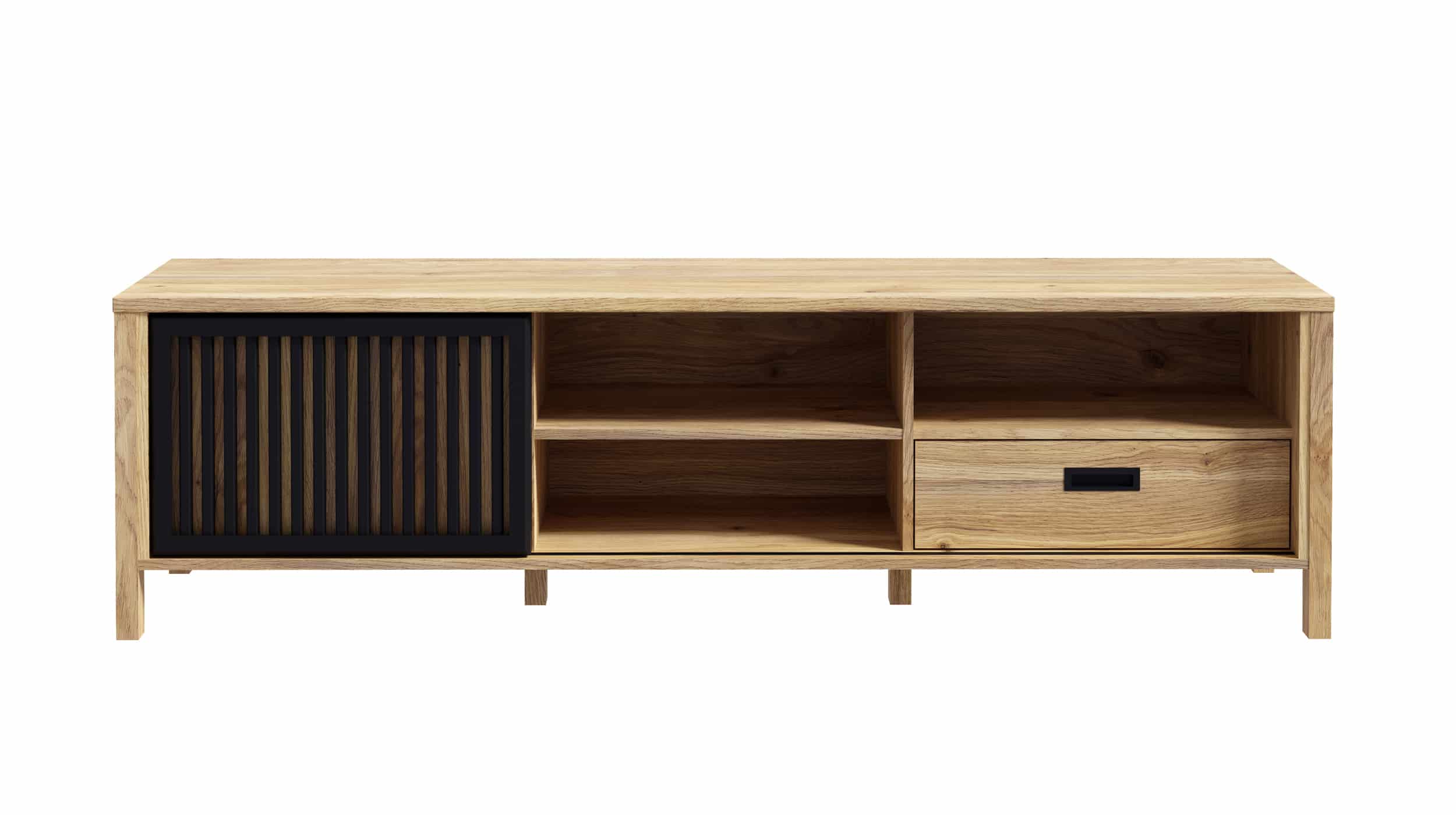 TV-Lowboard - Schiebetür - Mauvella Eiche - schwarz - 175 cm - JYTANA TV-Lowboard Mauvella Oak Eiche - schwarz 175 cm - JYTANA