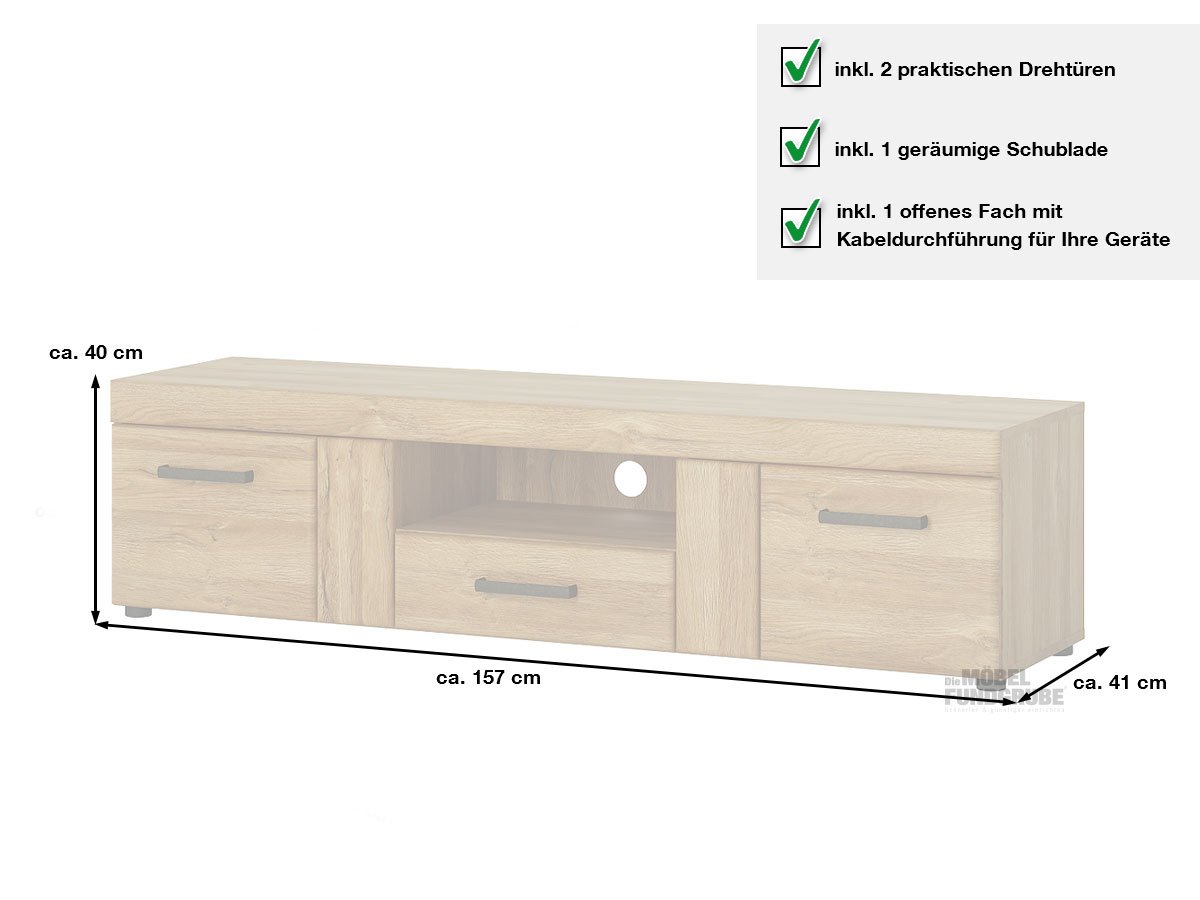 TV - Lowboard Grandson Oak 157 cm TV - Board - CORTINA
