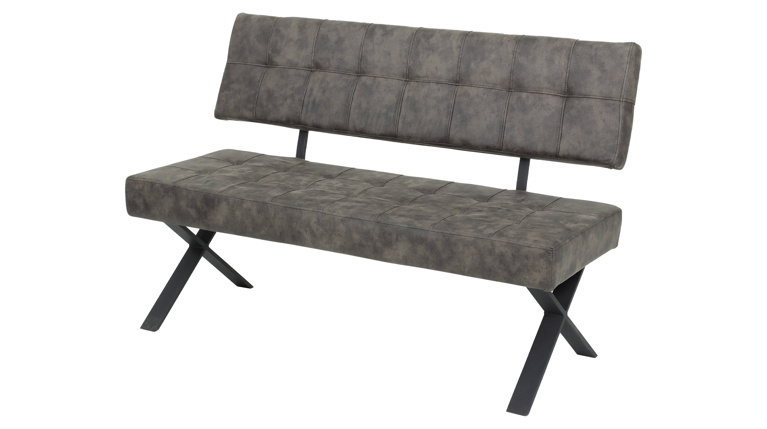 Sitzbank mit Rückenlehne 140 cm Lederlook braun Bank - DONNA Sitzbank mit Rückenlehne 140 cm Lederlook braun Bank - DONNA