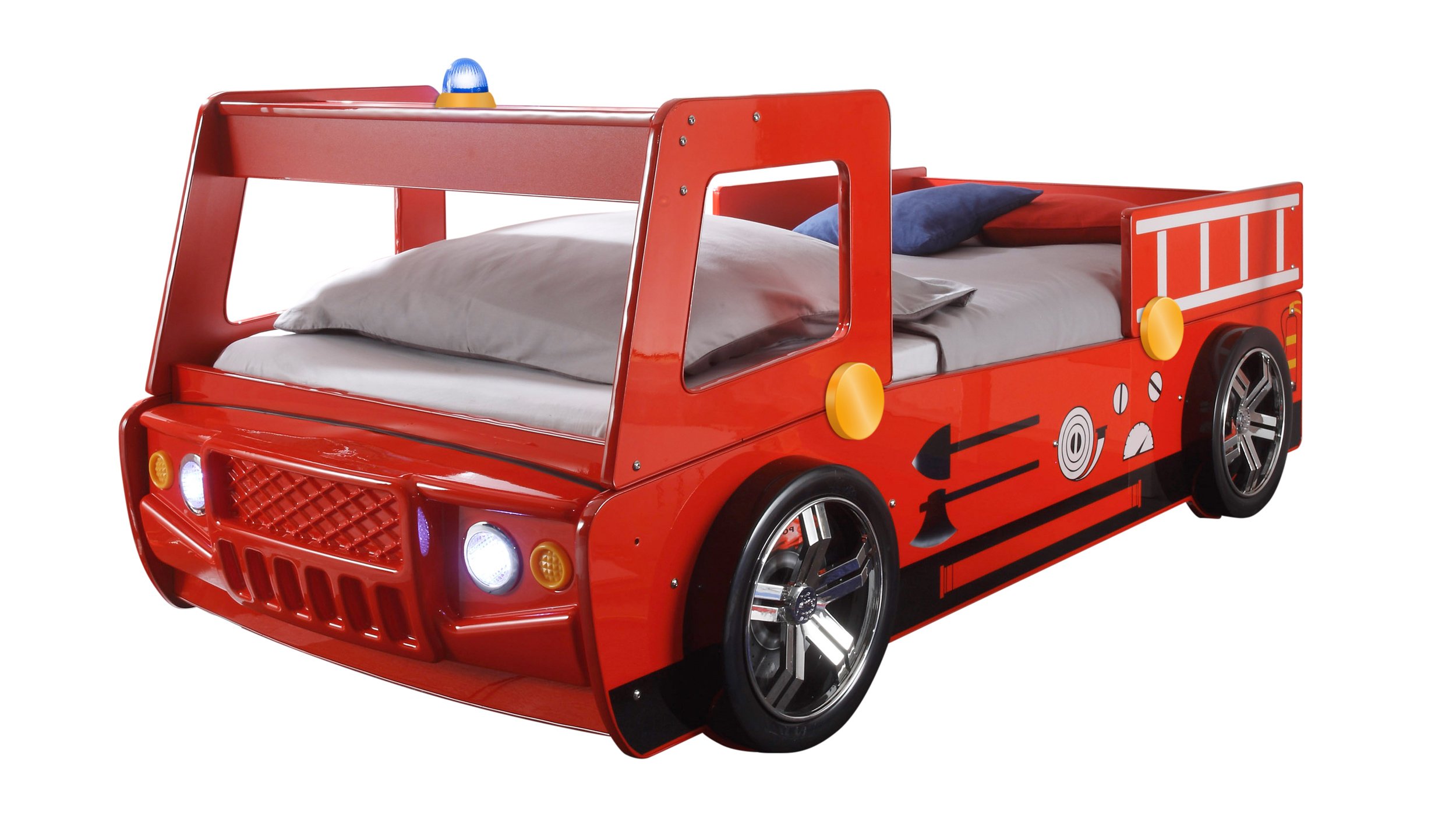 Spielbett Feuerwehrauto 90 x 200 cm rot hochglanz - SPARK Spielbett Feuerwehrauto 90 x 200 cm rot hochglanz - SPARK