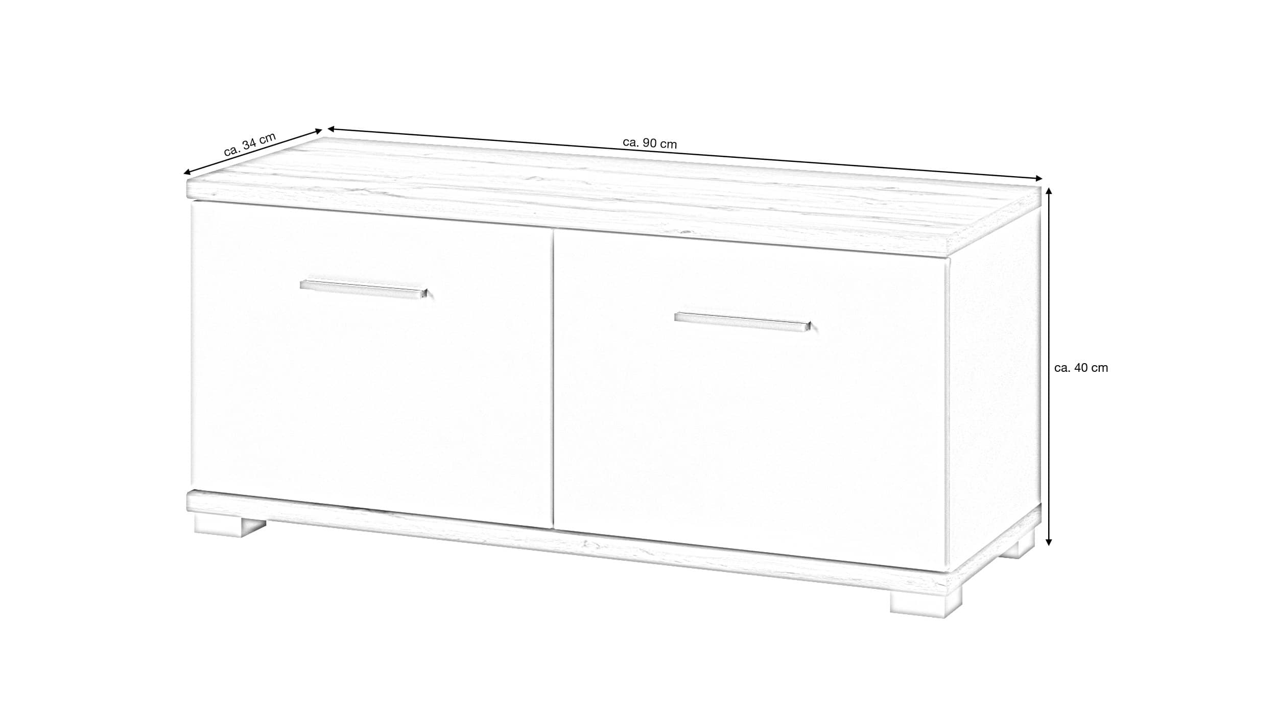 Garderobenbank alpinweiß  - Wotan Eiche 90 cm - HOLA