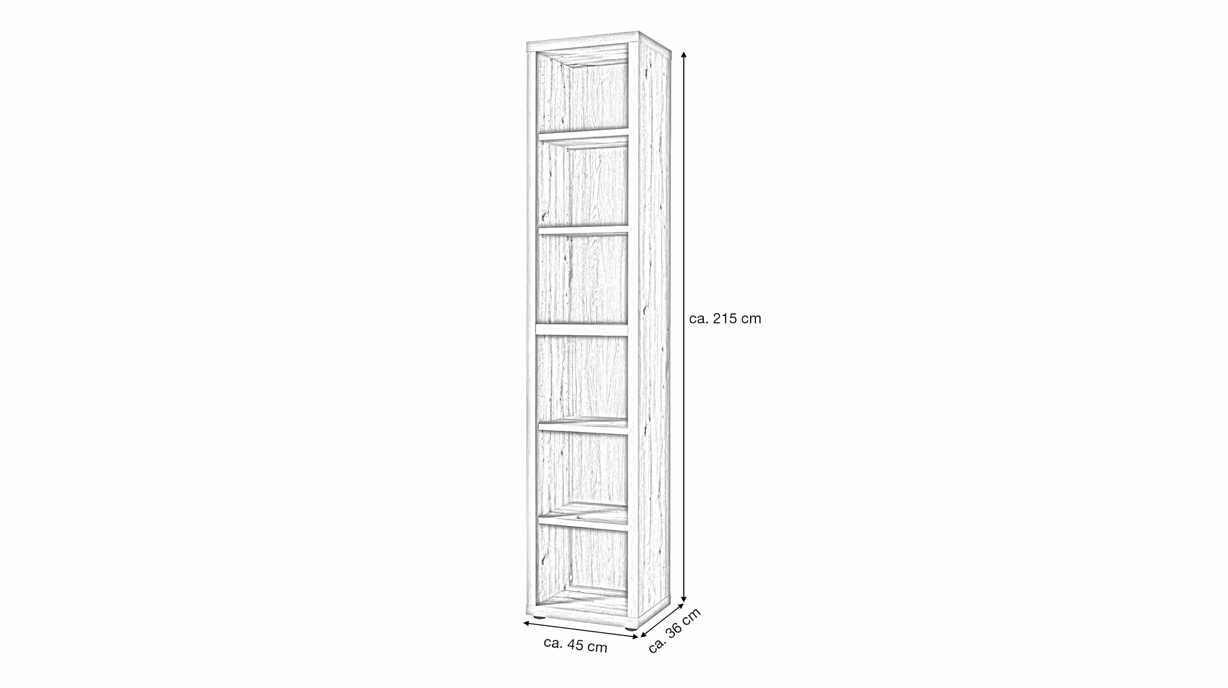 Bücherregal Artisan Eiche 45 x 215 cm 6 Ablagefächer - RILEGA
