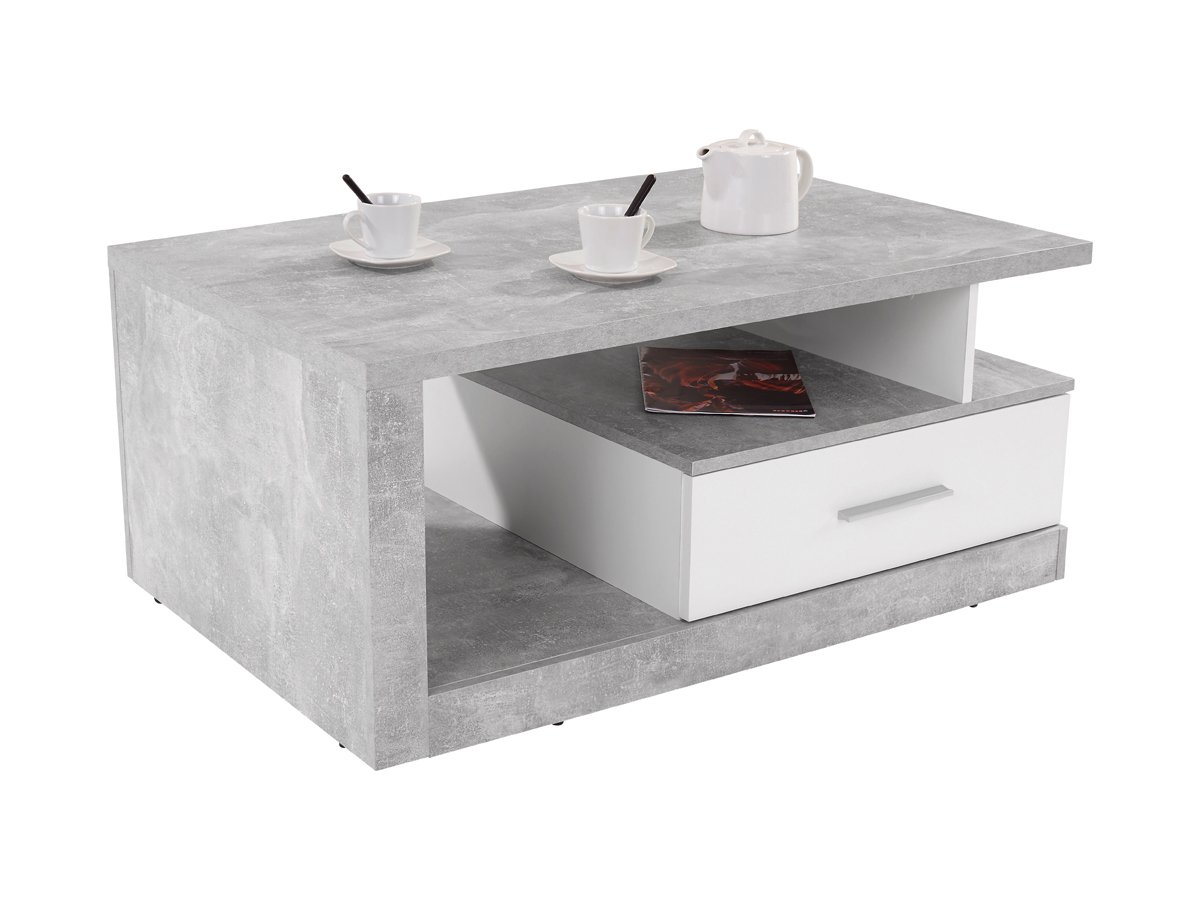 Couchtisch in Betonoptik - weiß 110 cm - IGUAN Couchtisch in Betonoptik - weiß 110 cm - IGUAN