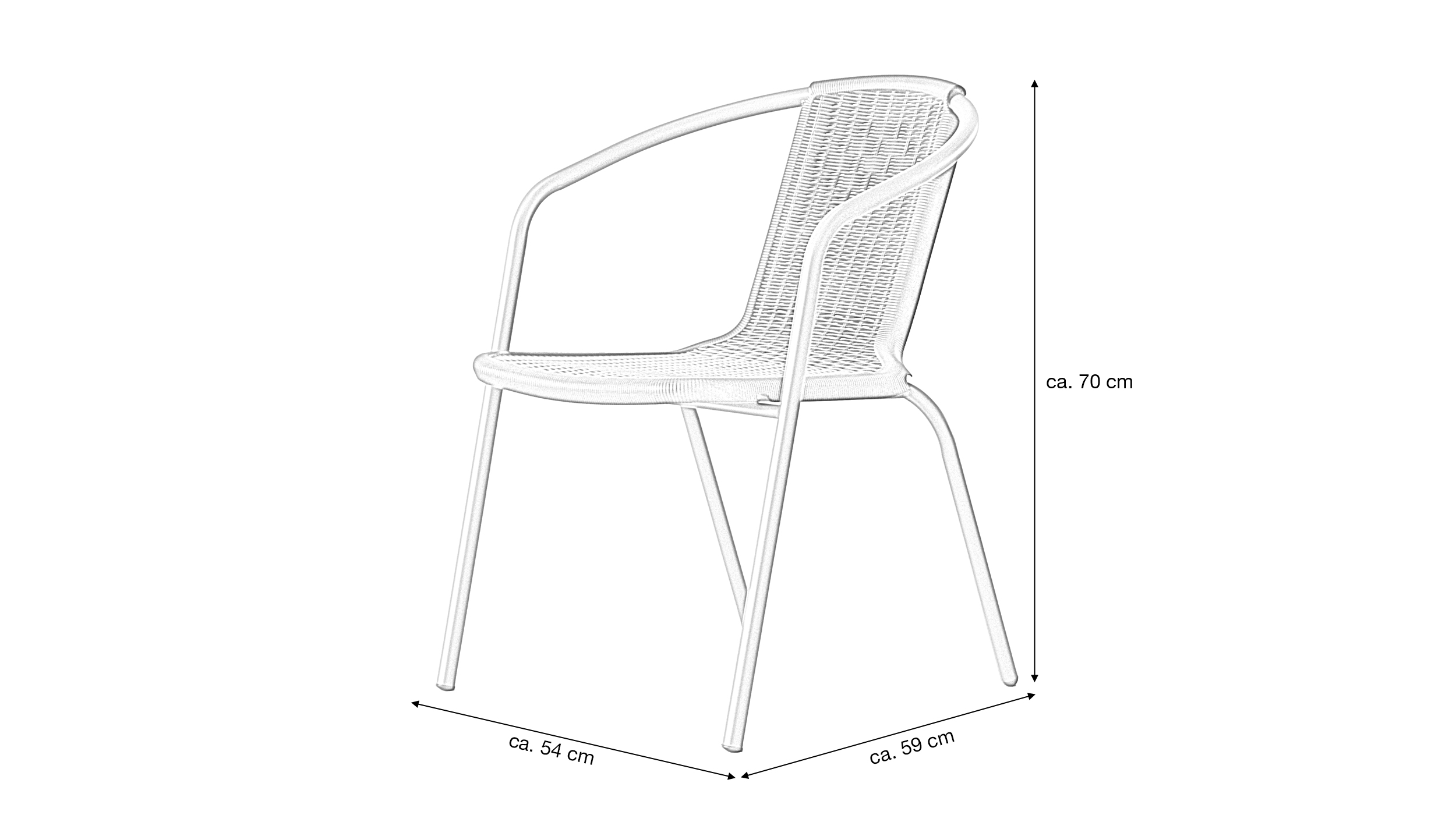 Gartenstuhl Rattan Optik anthrazit 54 x 59 cm - TANO