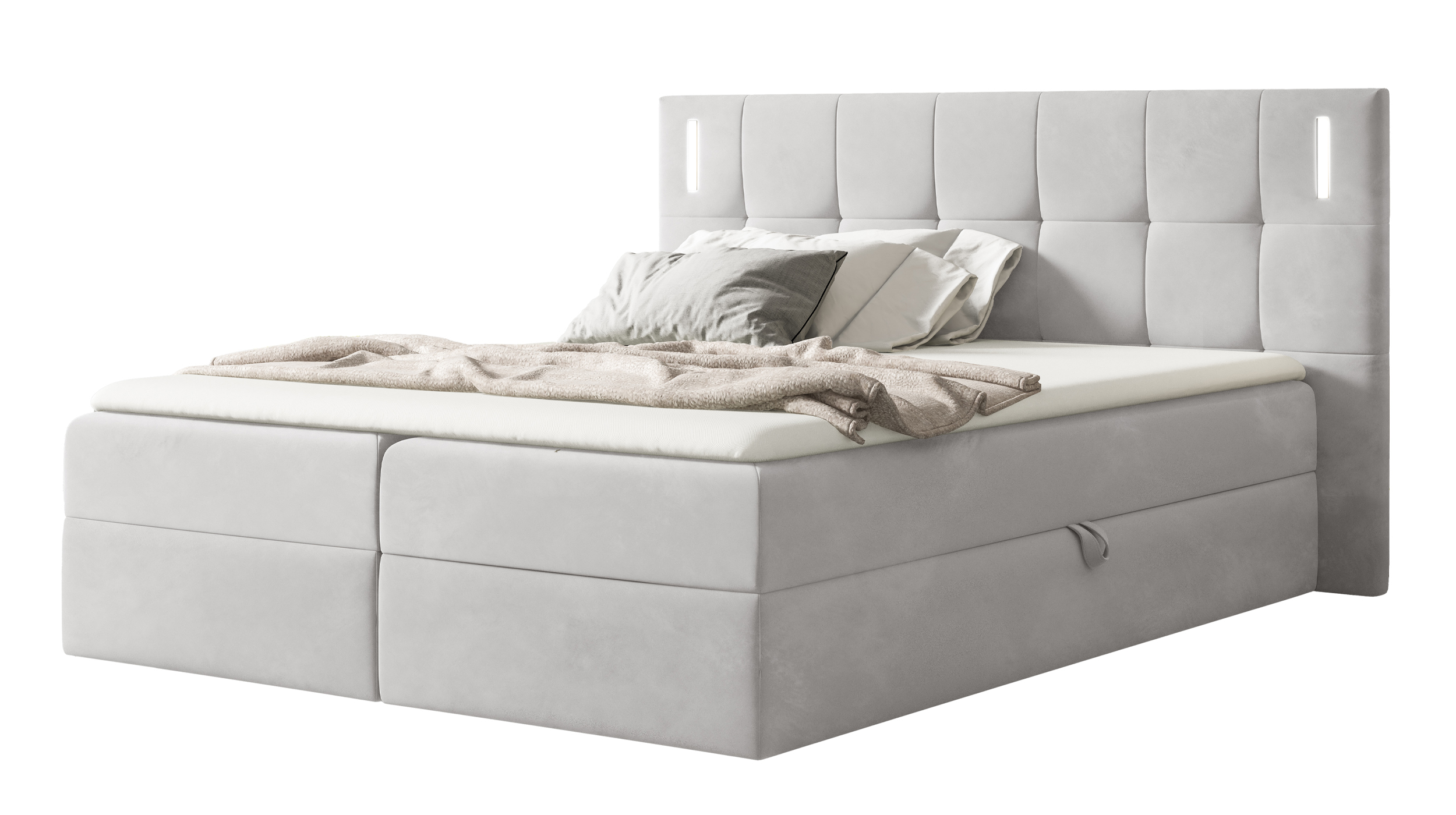 Boxbett 160 x 200 cm mit Bettkasten grau Samtbezug - DALIO Boxbett 160 x 200 cm mit Bettkasten grau Samtbezug - DALIO