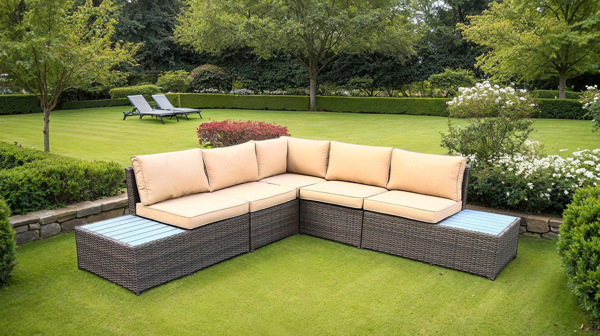 Gartenmöbel Lounge Set 235 cm braun/naturfarben - SEA Gartenmöbel Lounge Set 235 cm braun/naturfarben - SEA