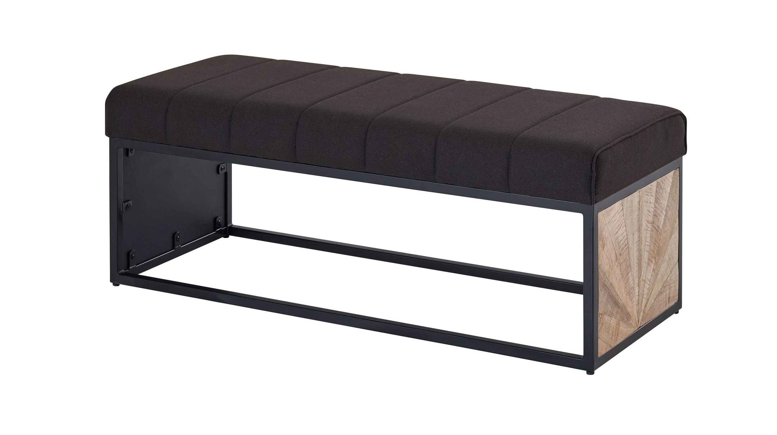 Sitzbank 105 cm Stoffbezug anthrazit Mango lackiert - MENJA Sitzbank 105 cm Stoffbezug anthrazit Mango lackiert - MENJA