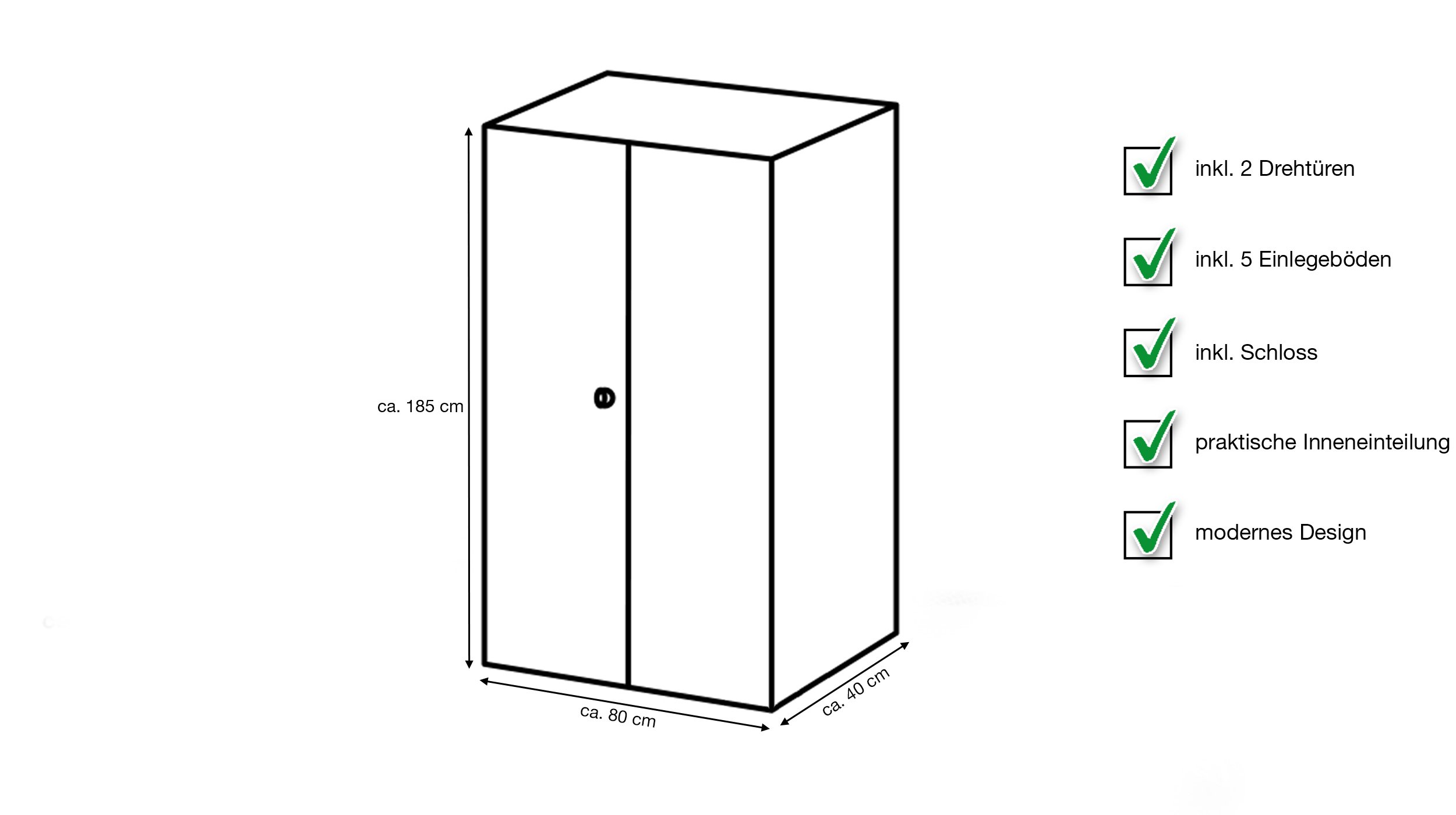 Kleiderschrank 80 cm Sägerau Eiche 1-türig - MULTIRAUM