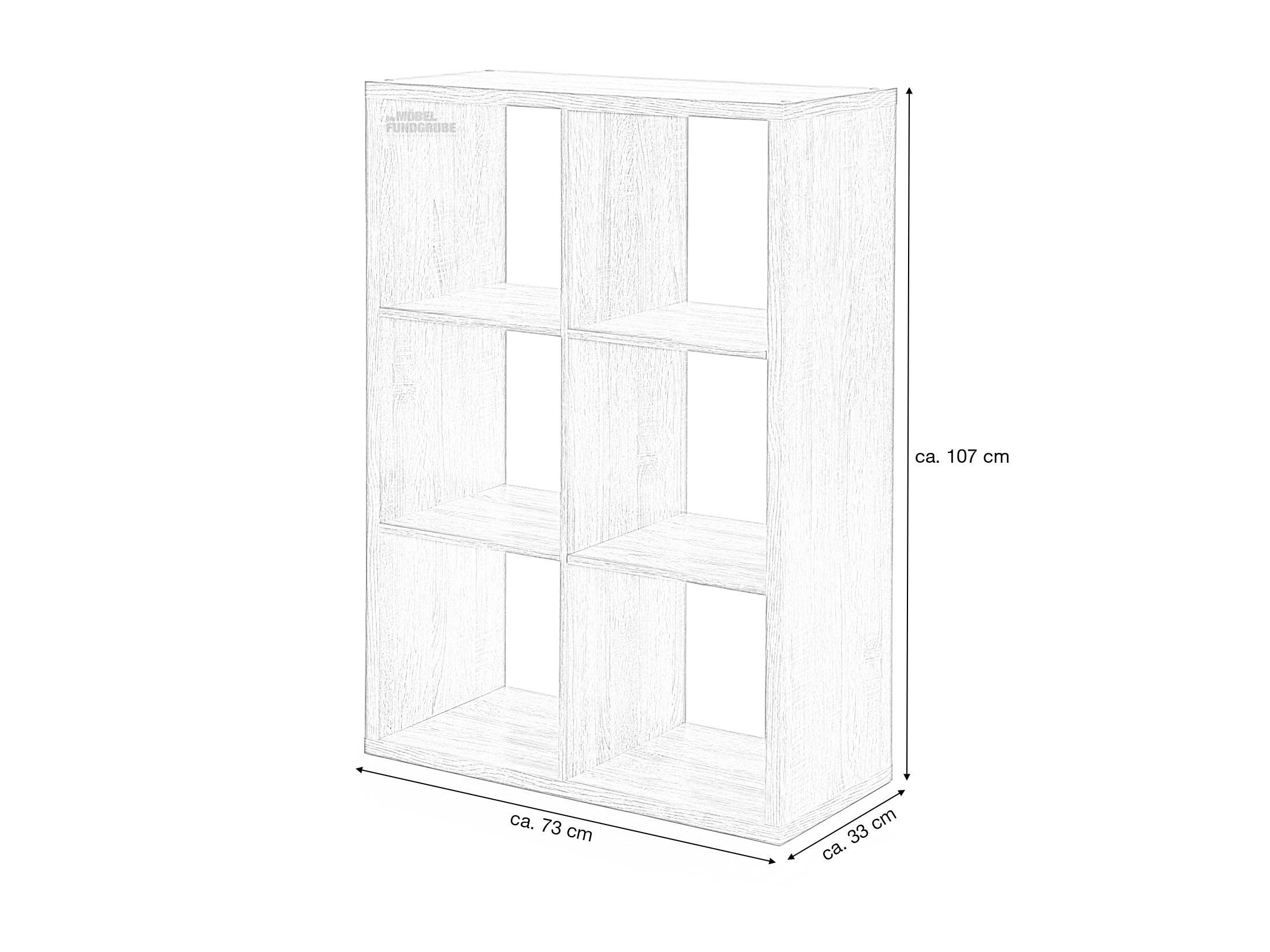Standregal Sonoma Eiche  73 x 107 cm - 6 Fächer - MAX