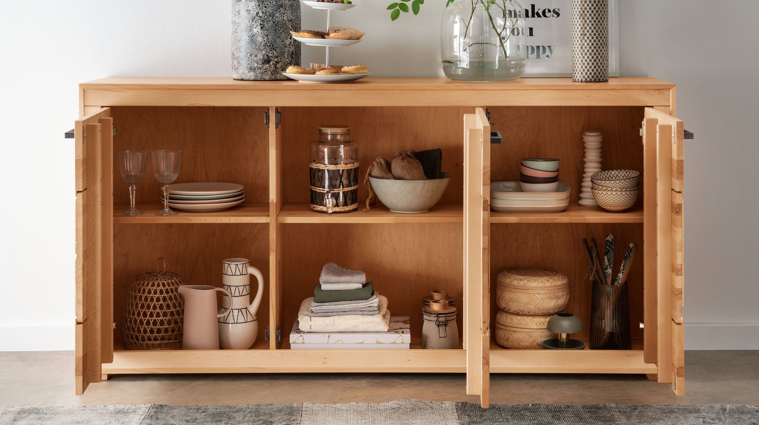 Sideboard mit 3 Türen Kernbuche massiv - 171 cm - LUIS