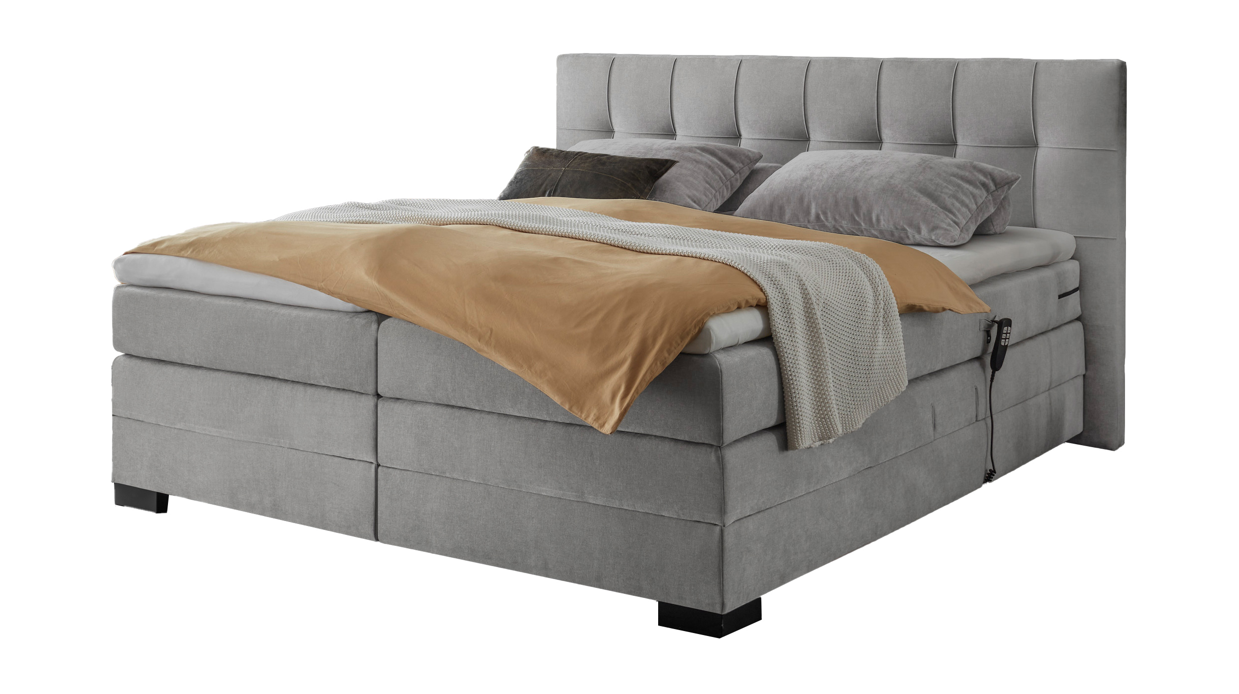 Boxspringbett 180 x 200 cm grau - elektrisch - Microfaser - TALENA Boxspringbett 180 x 200 cm grau - elektrisch - Microfaser - TALENA
