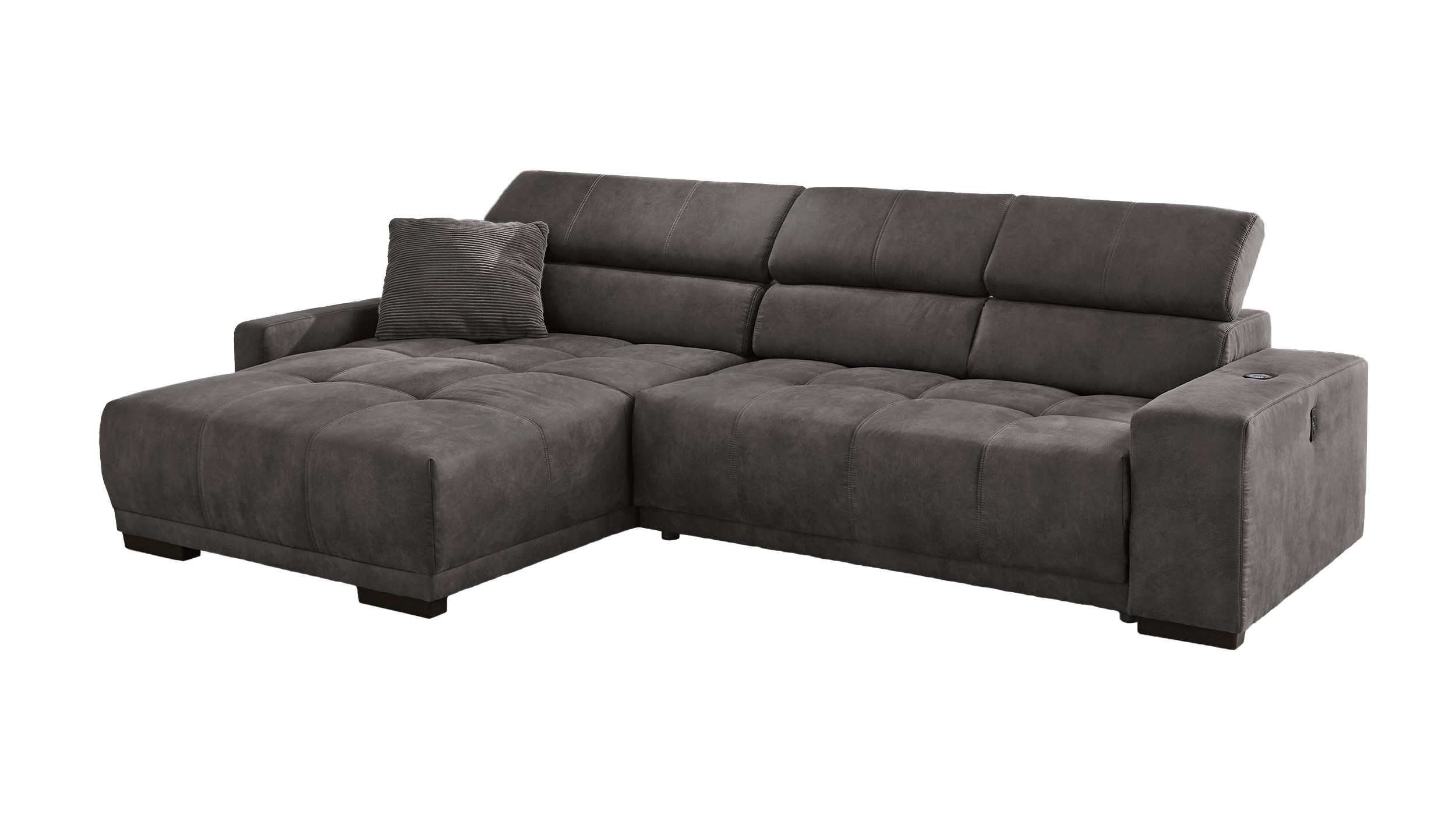 Ecksofa grau 315 cm mit Sitztiefenverstellung - LE MANS Ecksofa grau 315 cm mit Sitztiefenverstellung - LE MANS