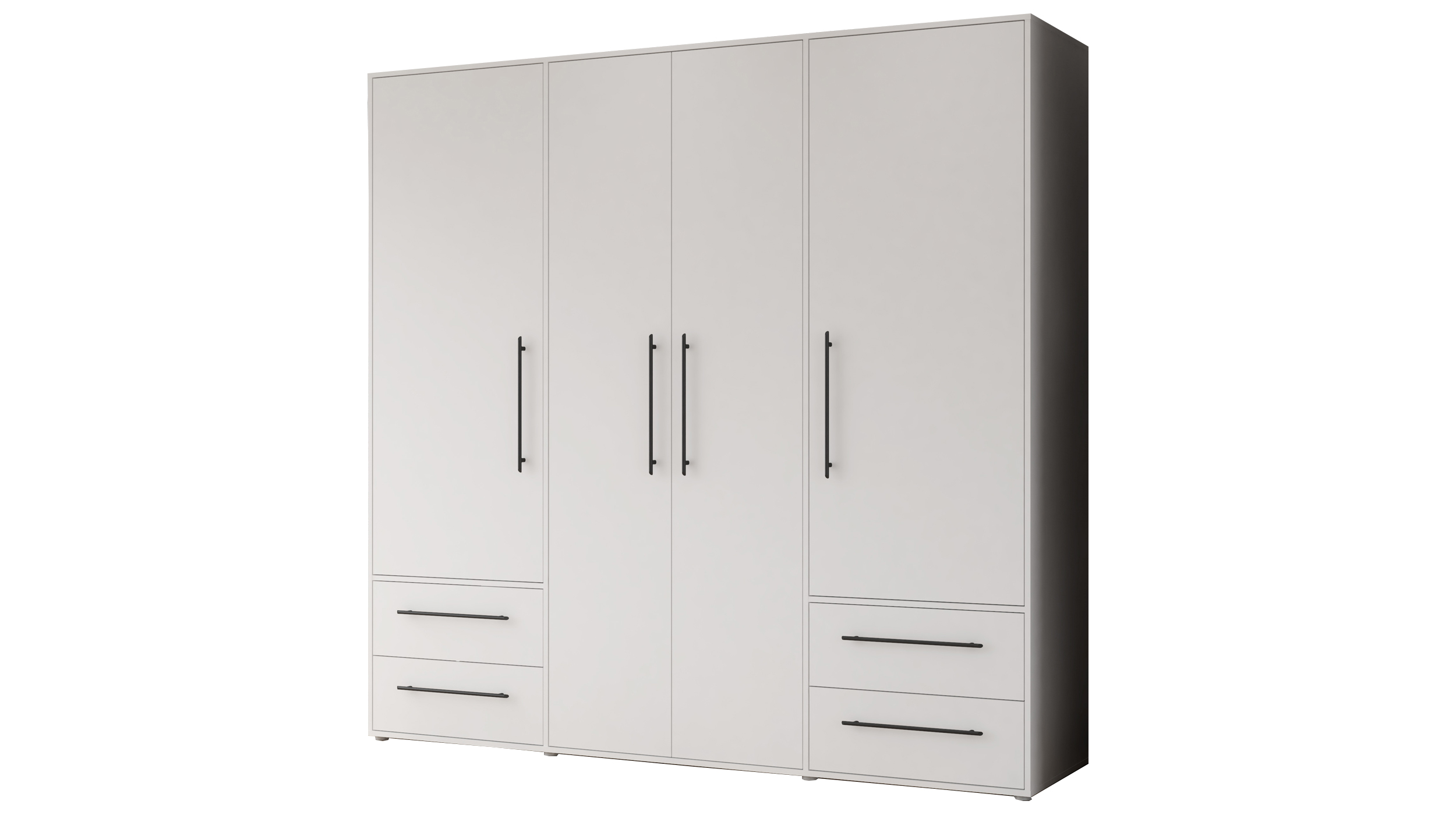 Kleiderschrank weiß - 206 cm - 4 Türen - MOKKARIS Kleiderschrank weiß 206 cm 4-türig - MOKKARIS