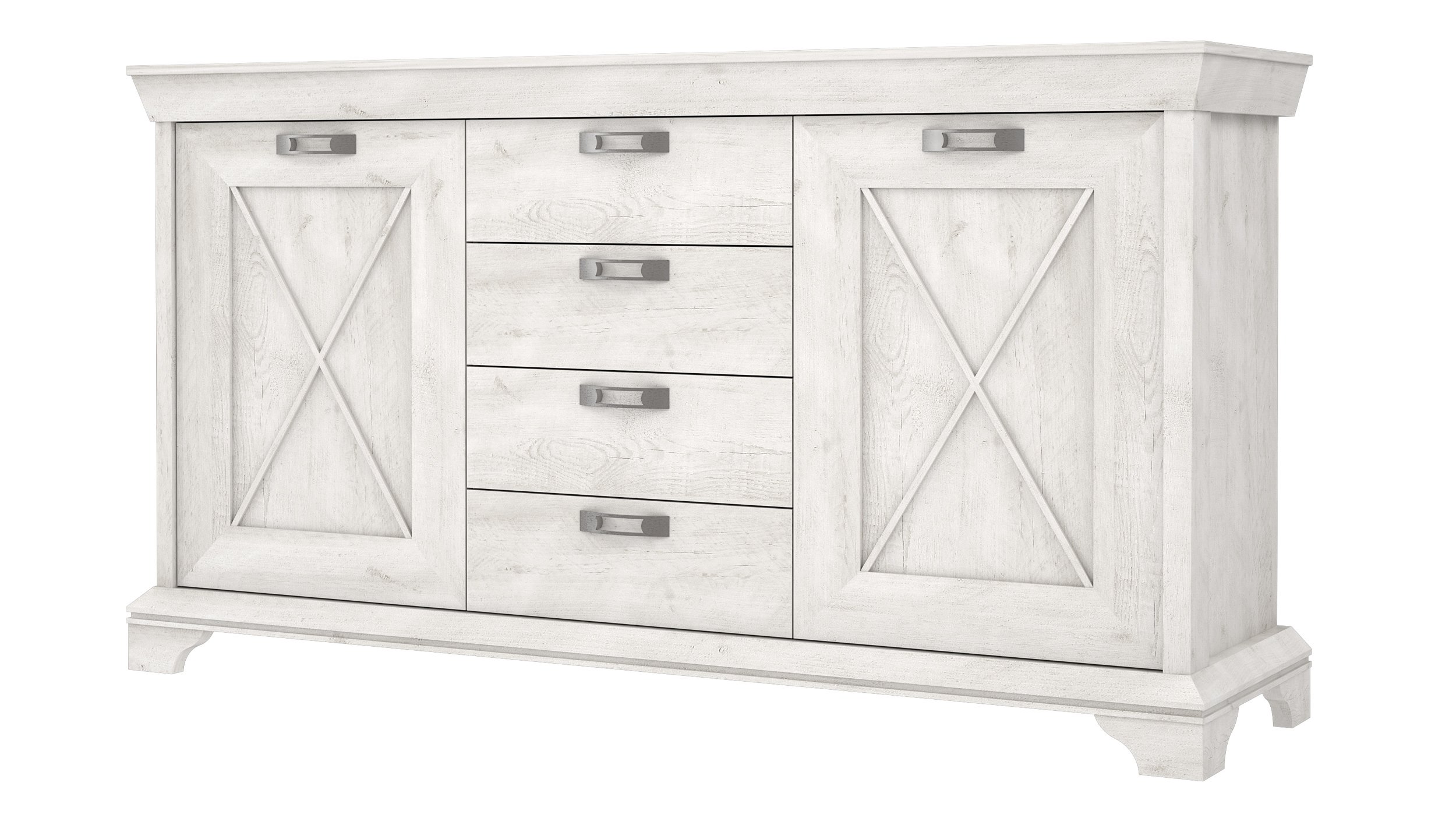 Sideboard mit 4 Schubladen Pinie weiß 178 cm - KASHMIR Sideboard mit 4 Schubladen Pinie weiß 178 cm - KASHMIR