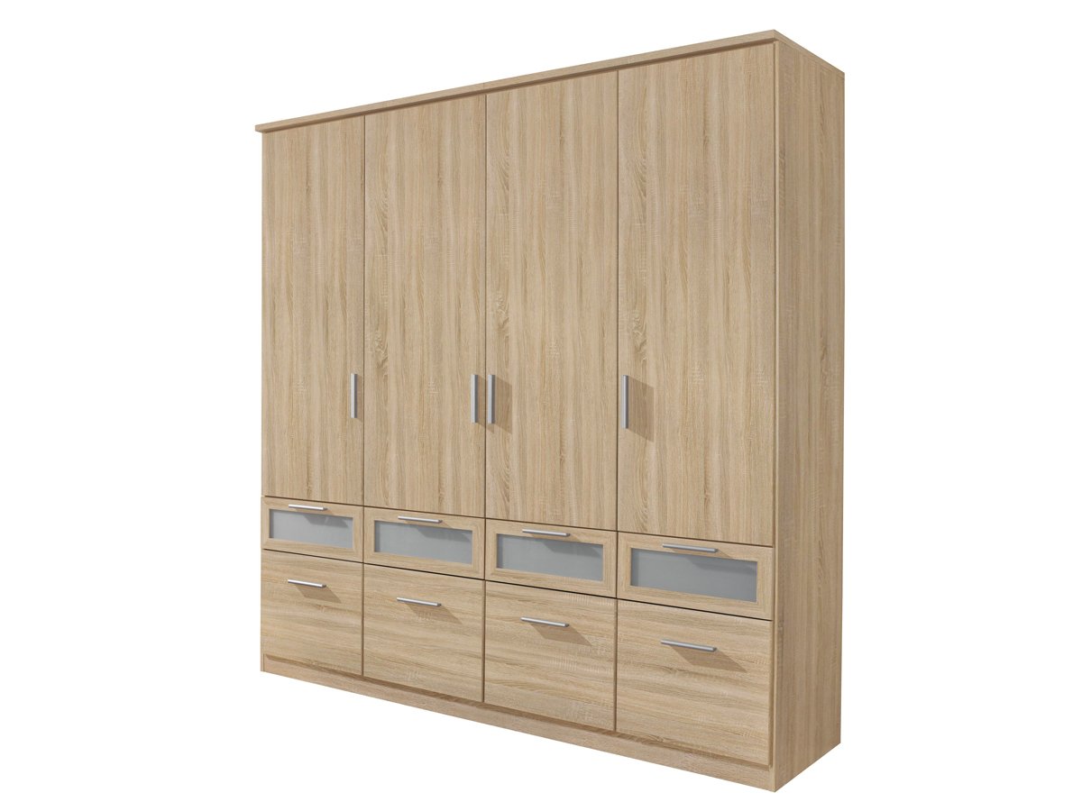 Kleiderschrank Sonoma Eiche 181 cm - rauch - BOCHUM Kleiderschrank Sonoma Eiche 181 cm 4-türig - BOCHUM