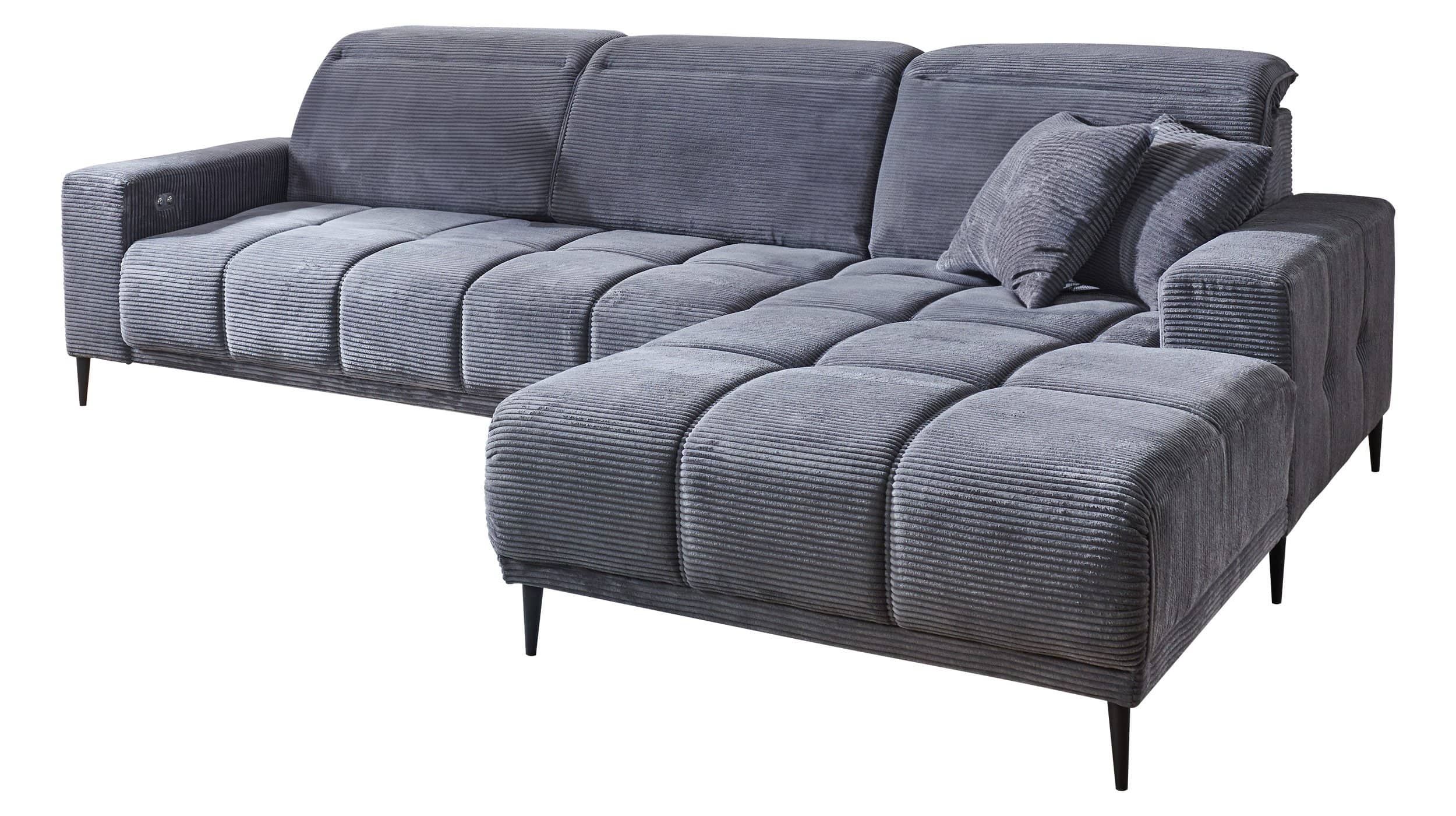 Ecksofa Cord grau 286 x 195 cm - MARISOL Ecksofa grau Cordbezug 286 x 195 cm - MARISOL