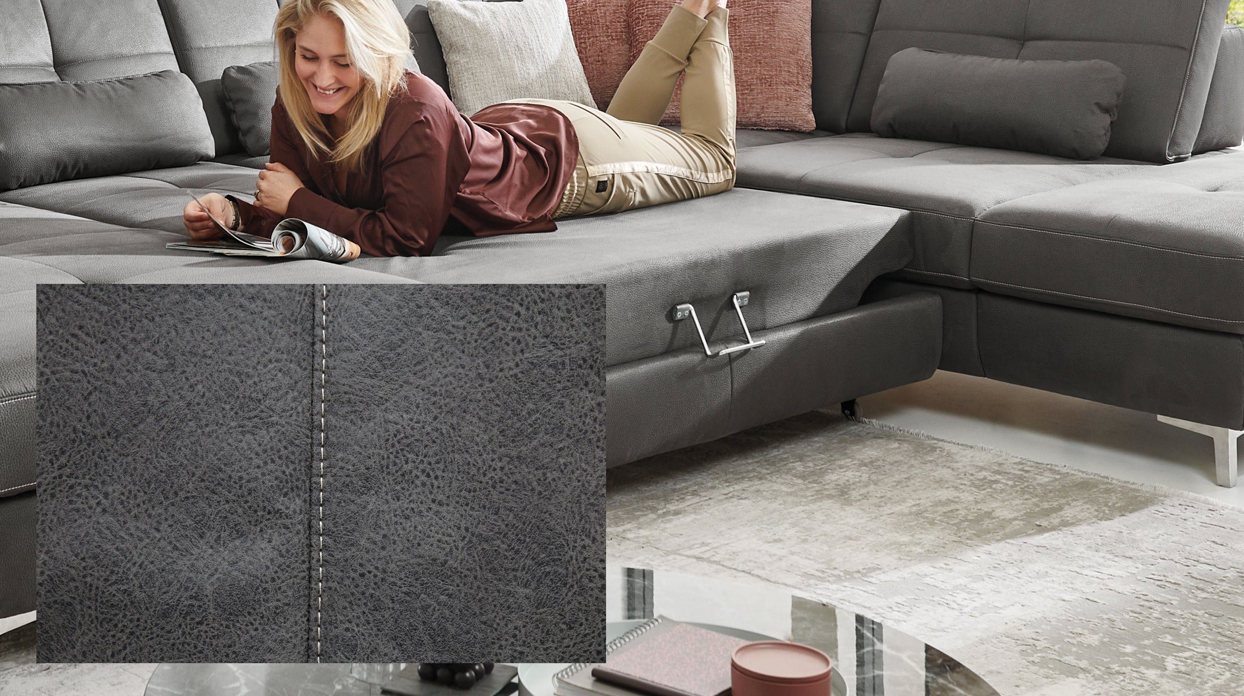 Couchliebe® Wohnlandschaft planbar - grau - Premium Version - SEATTLE