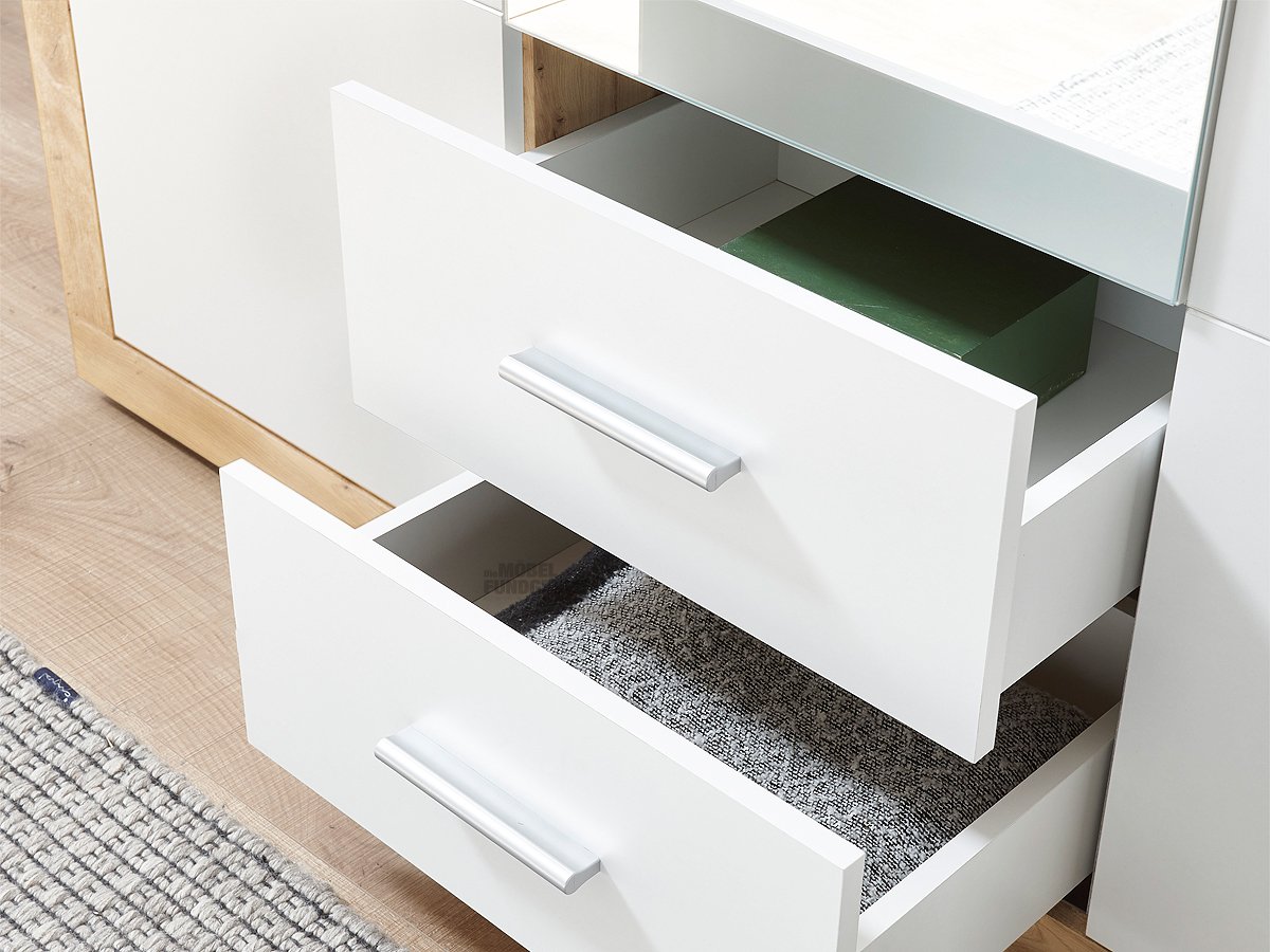 Kleiderschrank mit Spiegel - Artisan Eiche - weiß - 151 cm - STONE