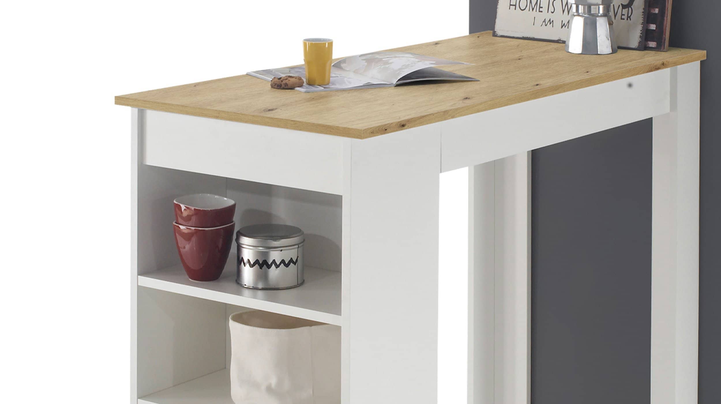 Bartisch Artisan Eiche - weiß 115 x 50 cm rechteckig - MOJITO