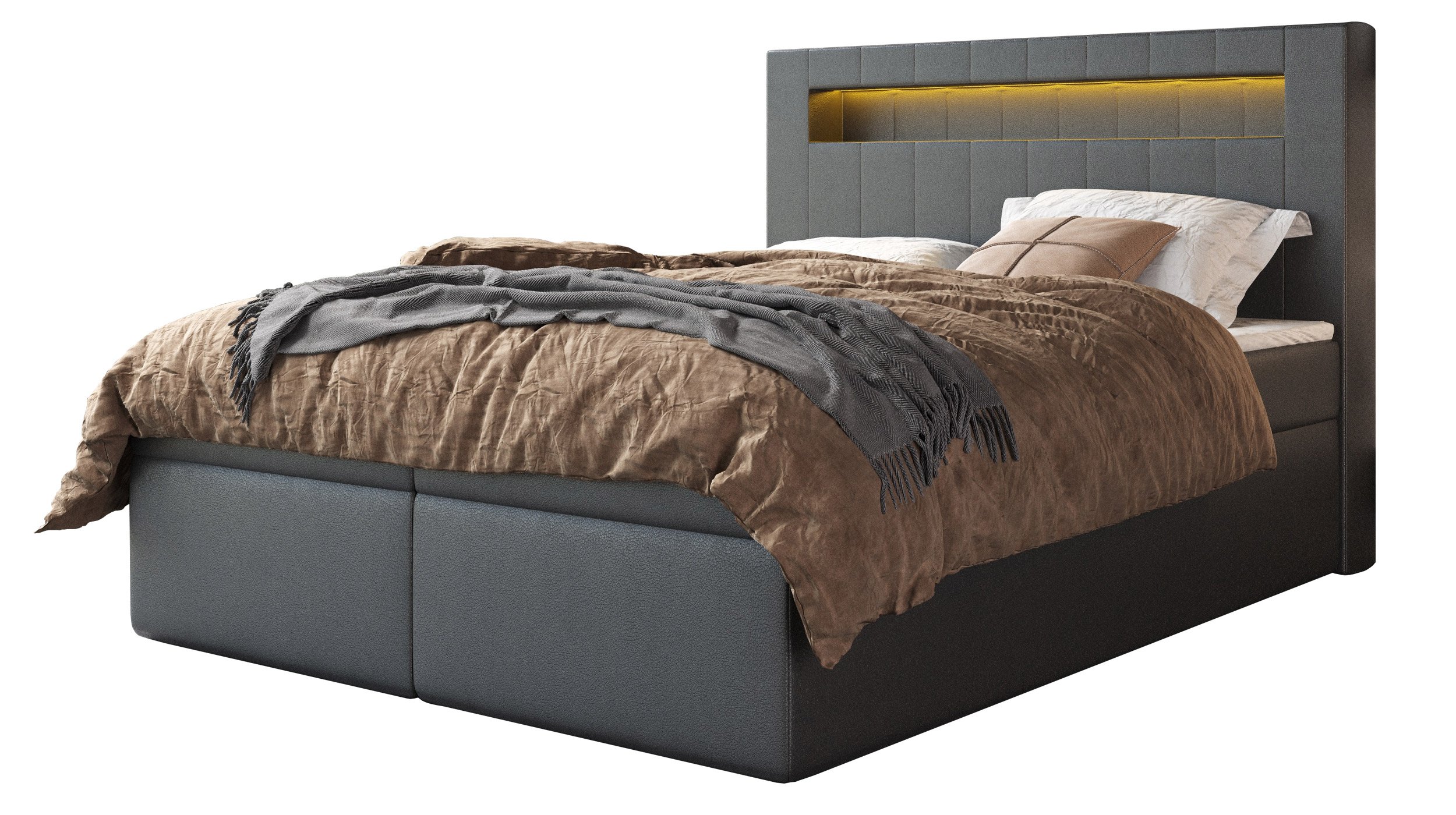 Boxbett 180 x 200 cm graphit Lederlook mit Bettkasten - ASPEN Boxbett 180 x 200 cm graphit Lederlook mit Bettkasten - ASPEN