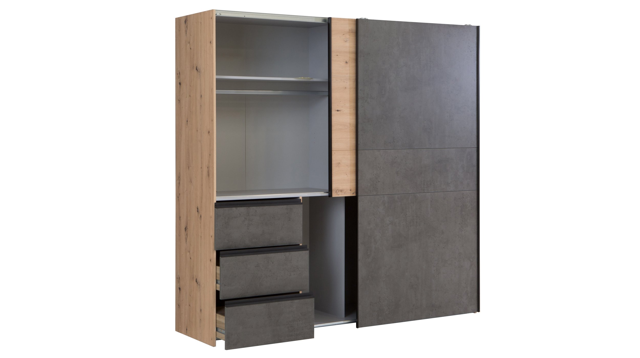 Schwebetürenschrank Artisan Eiche - grau 170 cm - WINN