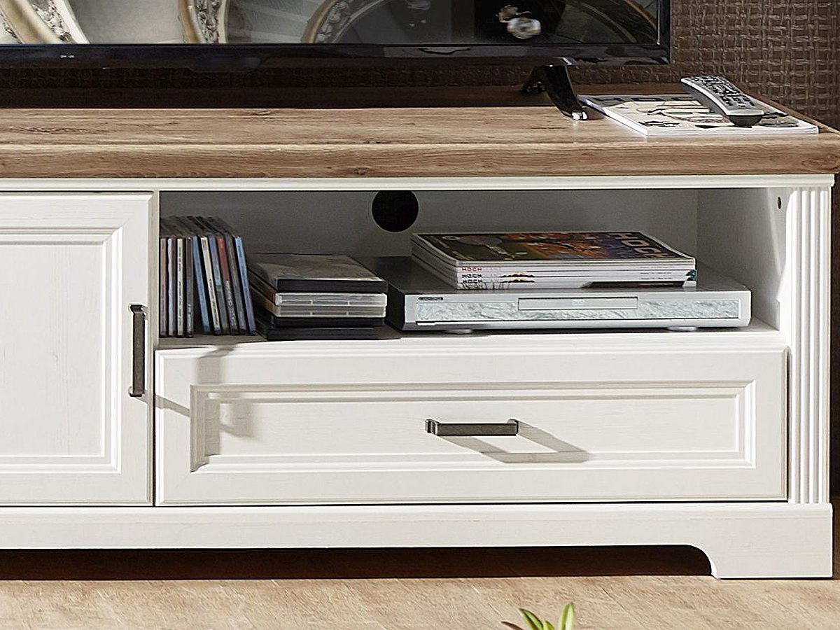 Wohnwand Pinie weiß - Artisan Eiche 354 cm - JASMIN