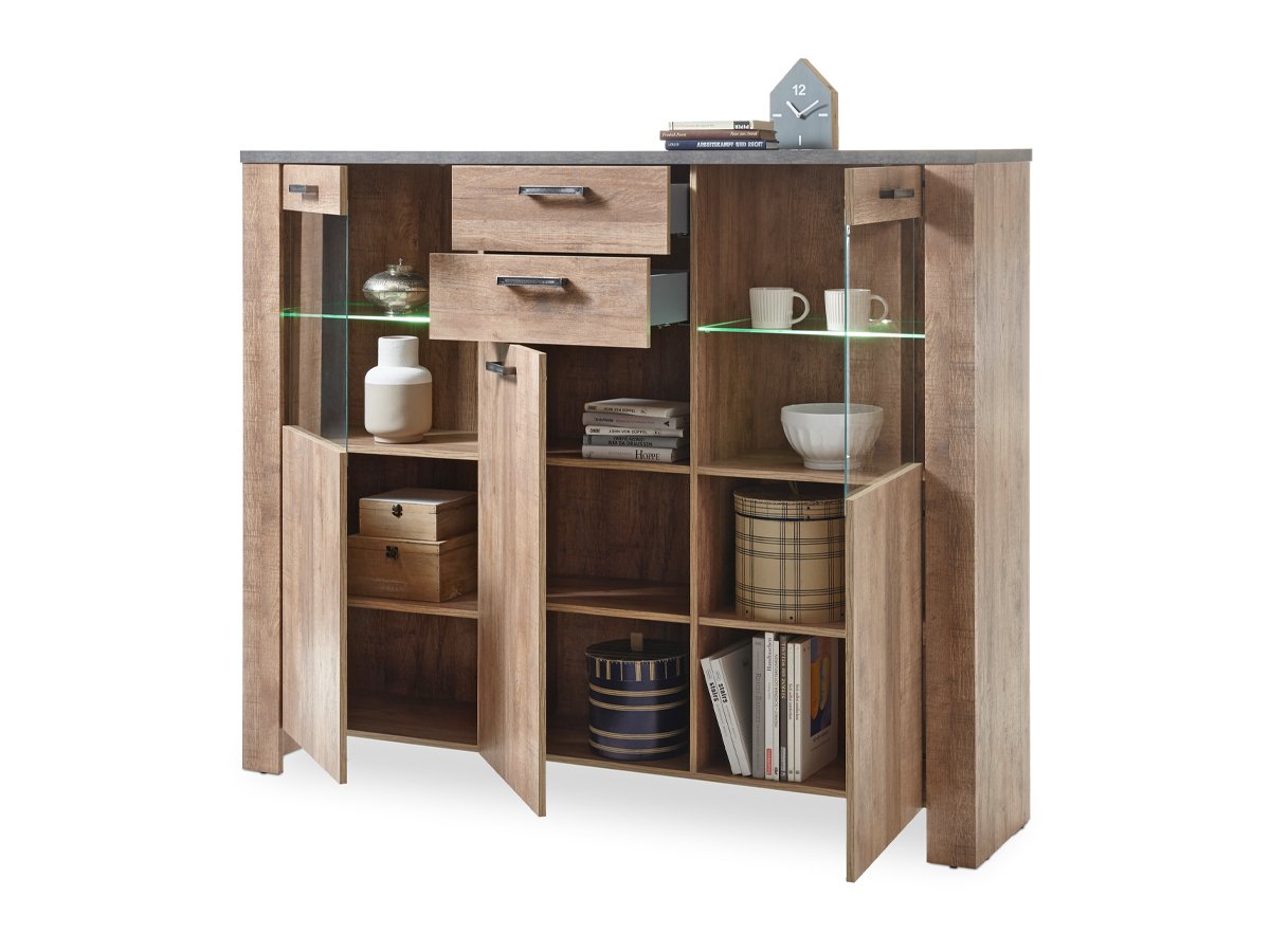 Highboard mit 2 Glastüren Samdal - anthrazit 172 cm - EDMONTON