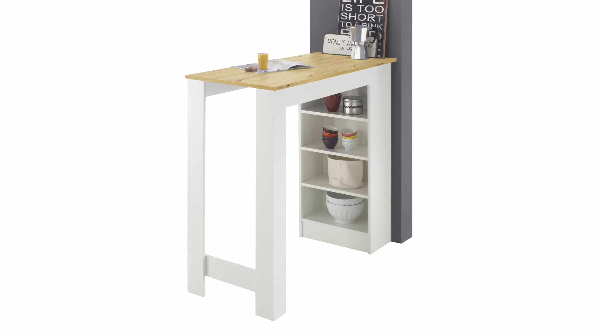 Bartisch Artisan Eiche - weiß 115 x 50 cm rechteckig - MOJITO