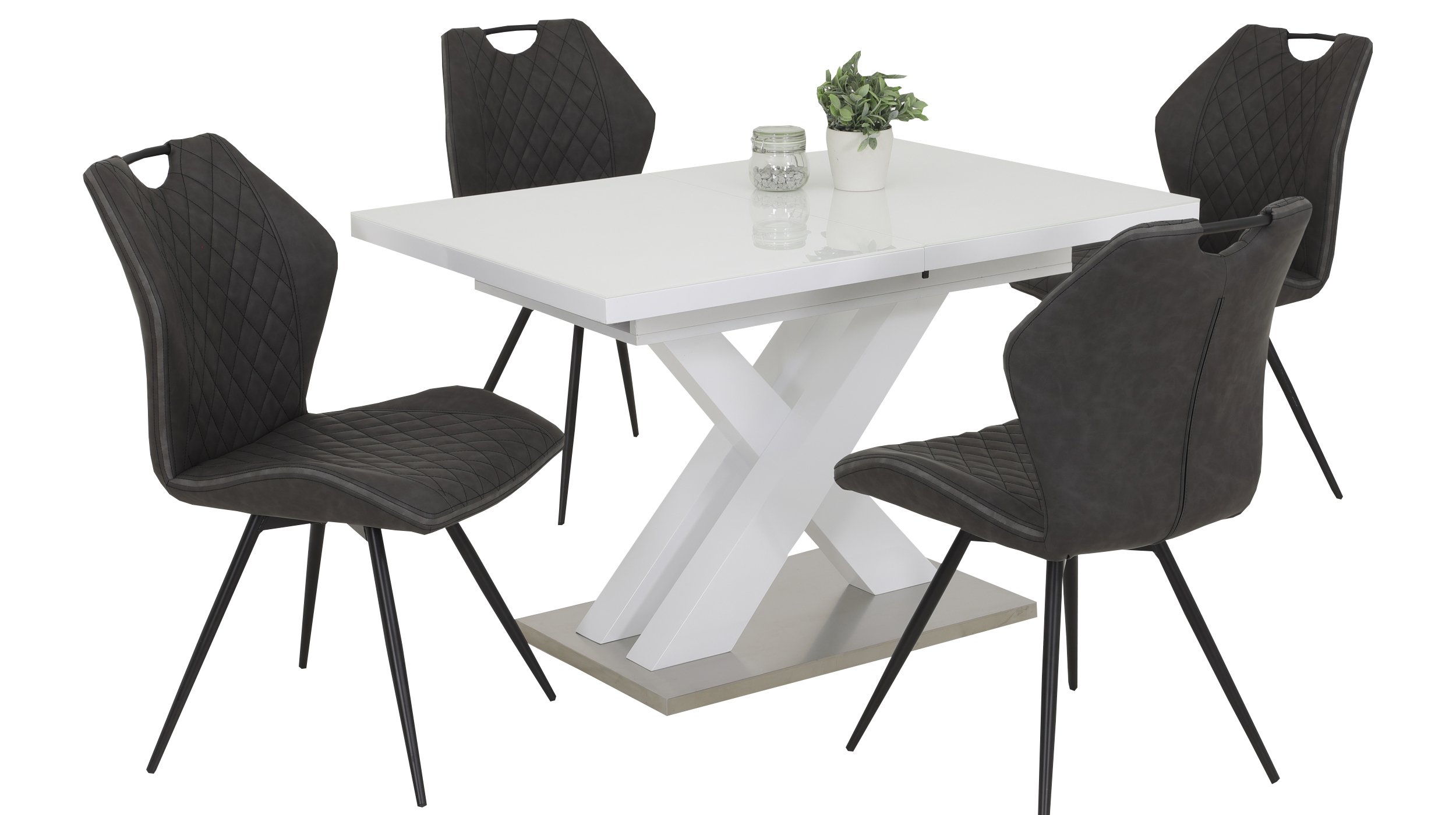 Polsterstuhl Schalenstuhl Lederlook anthrazit - drehbar - KATJA