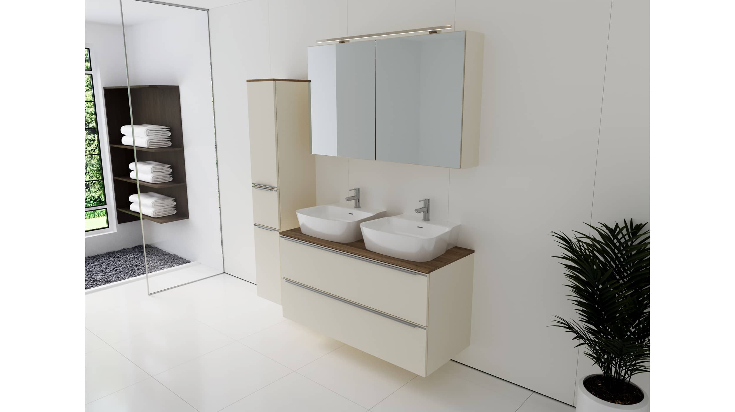 Nobilia Badmöbelset Magnolia - 3-tlg - HS -  Waschplatz 120 cm - LEONEL