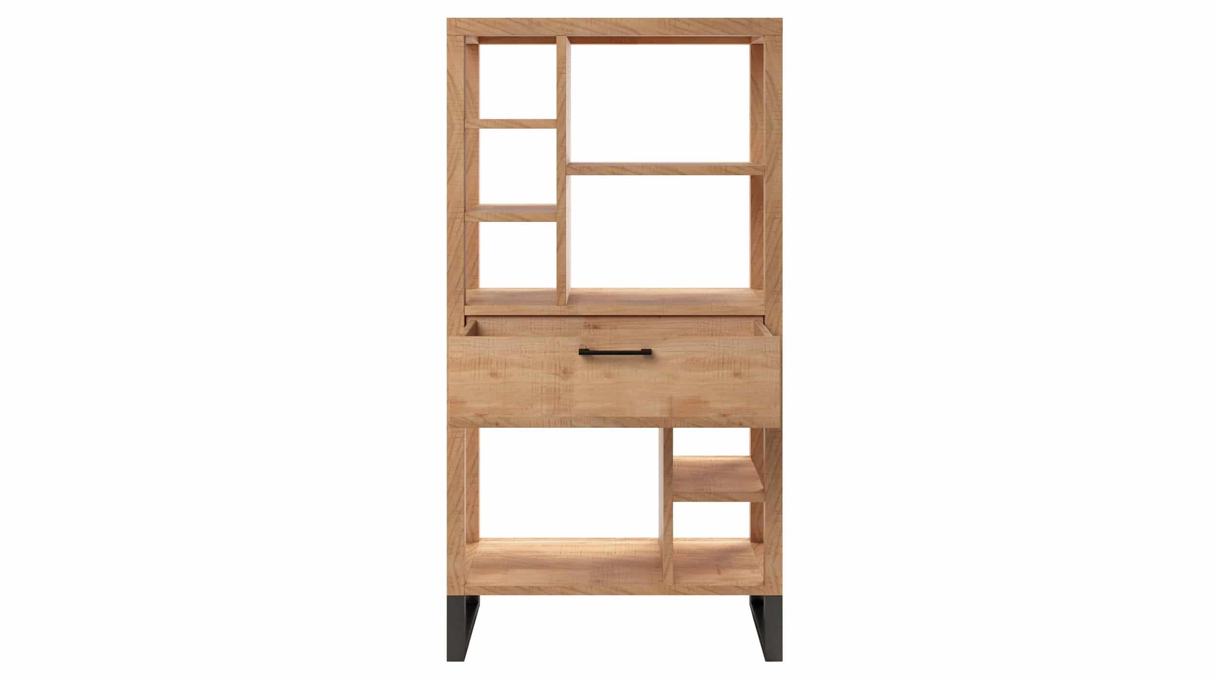 Standregal Akazie massiv 147 x 75 cm - 8 Fächer - BENIKO