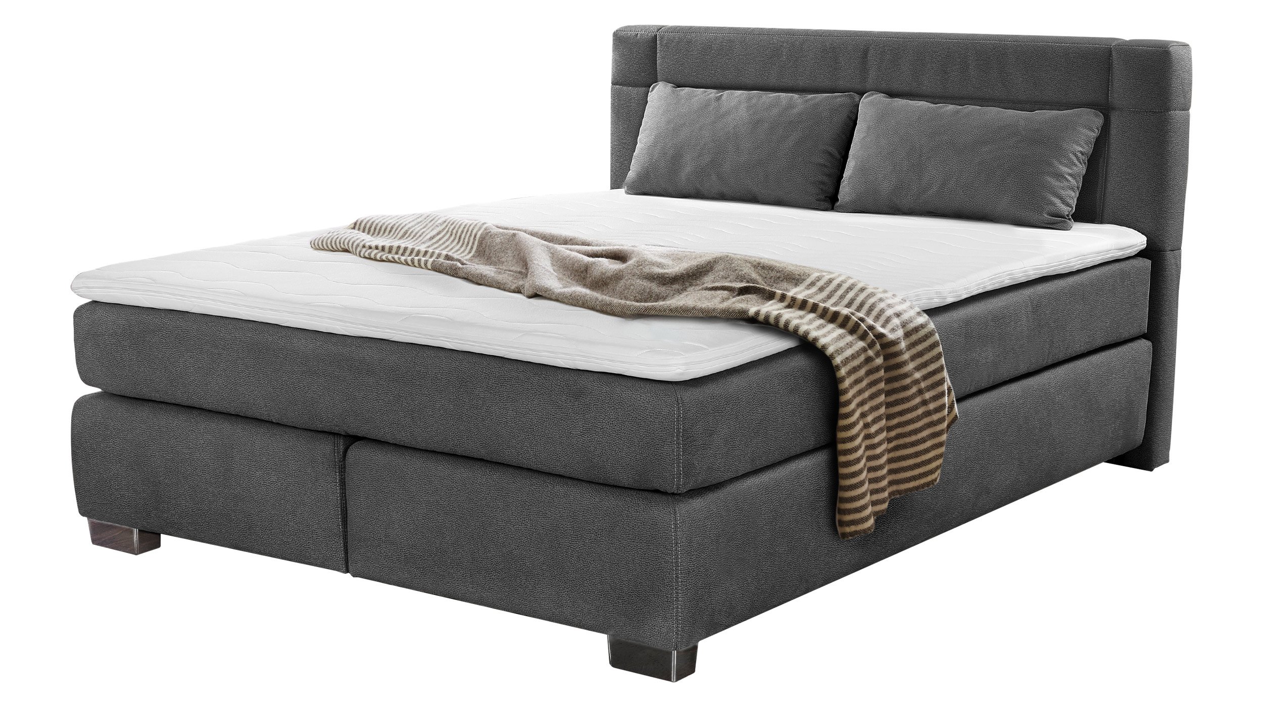 Boxspringbett 160 x 200 cm grau H3/H4 - ROMANA - MIX Boxspringbett 160 x 200 cm grau H3/H4 - ROMANA - MIX