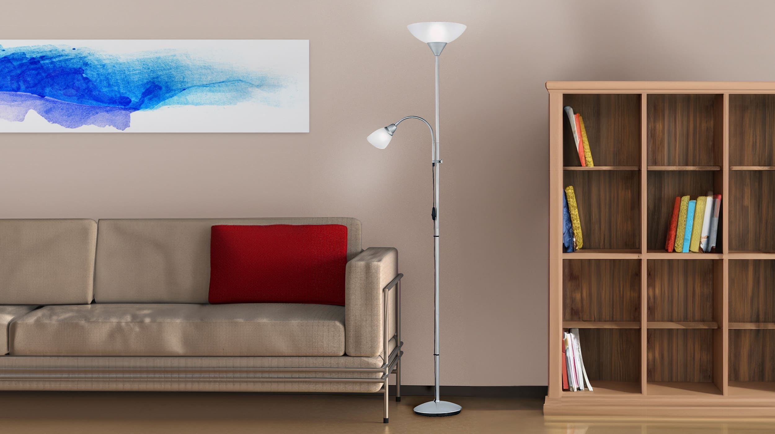 Stehlampe titanfarben ca. 180 cm mit Leselicht - ERZWO