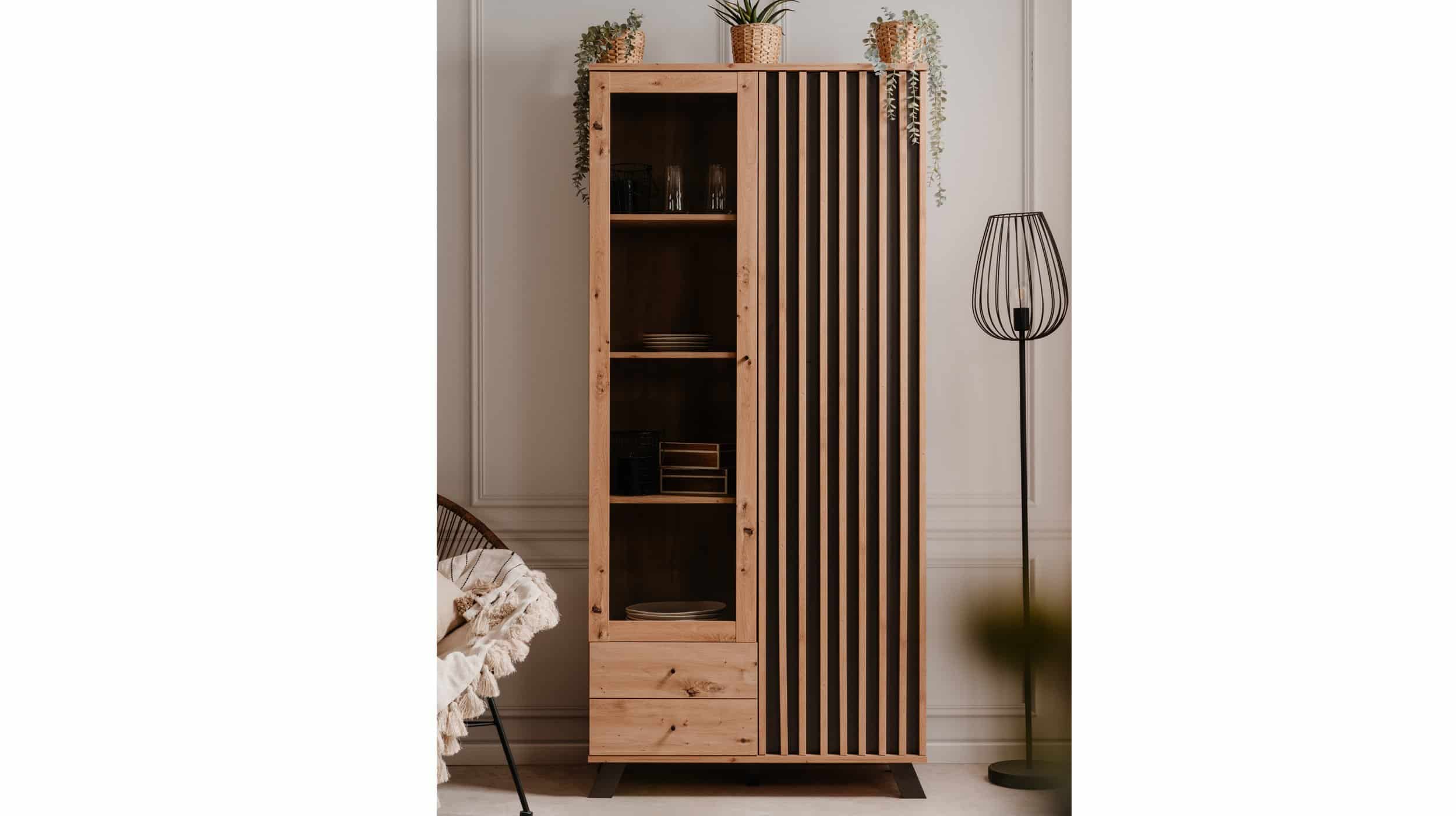 Vitrine Artisan Eiche - anthrazit 198 cm - MEDAN
