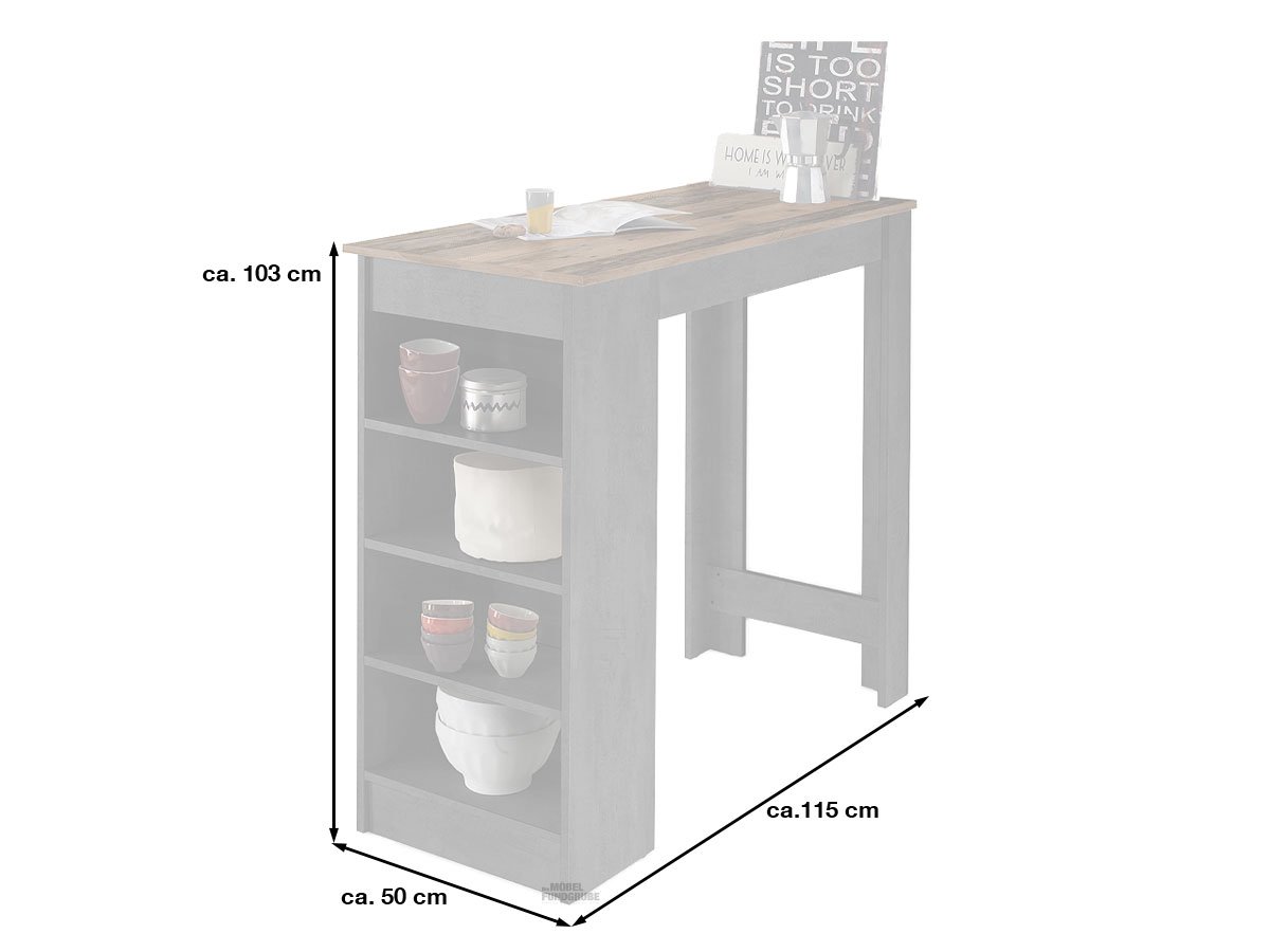 Bartisch Old Style - Beton 115 x 50 cm rechteckig - MOJITO