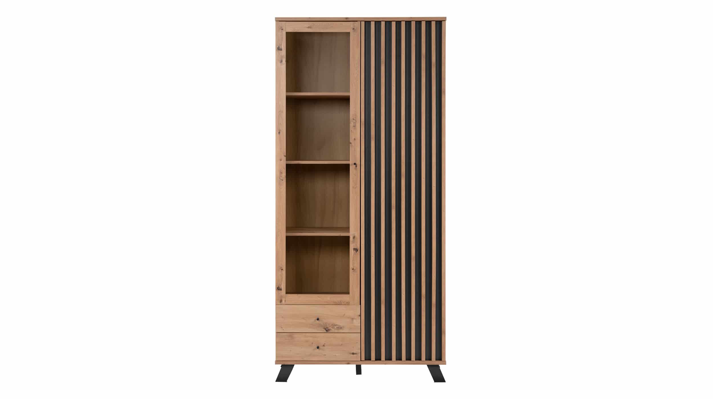 Vitrine mit Glastür Artisan Eiche - anthrazit Breite 92 cm - MEDAN Vitrine Artisan Eiche - anthrazit 198 cm - MEDAN