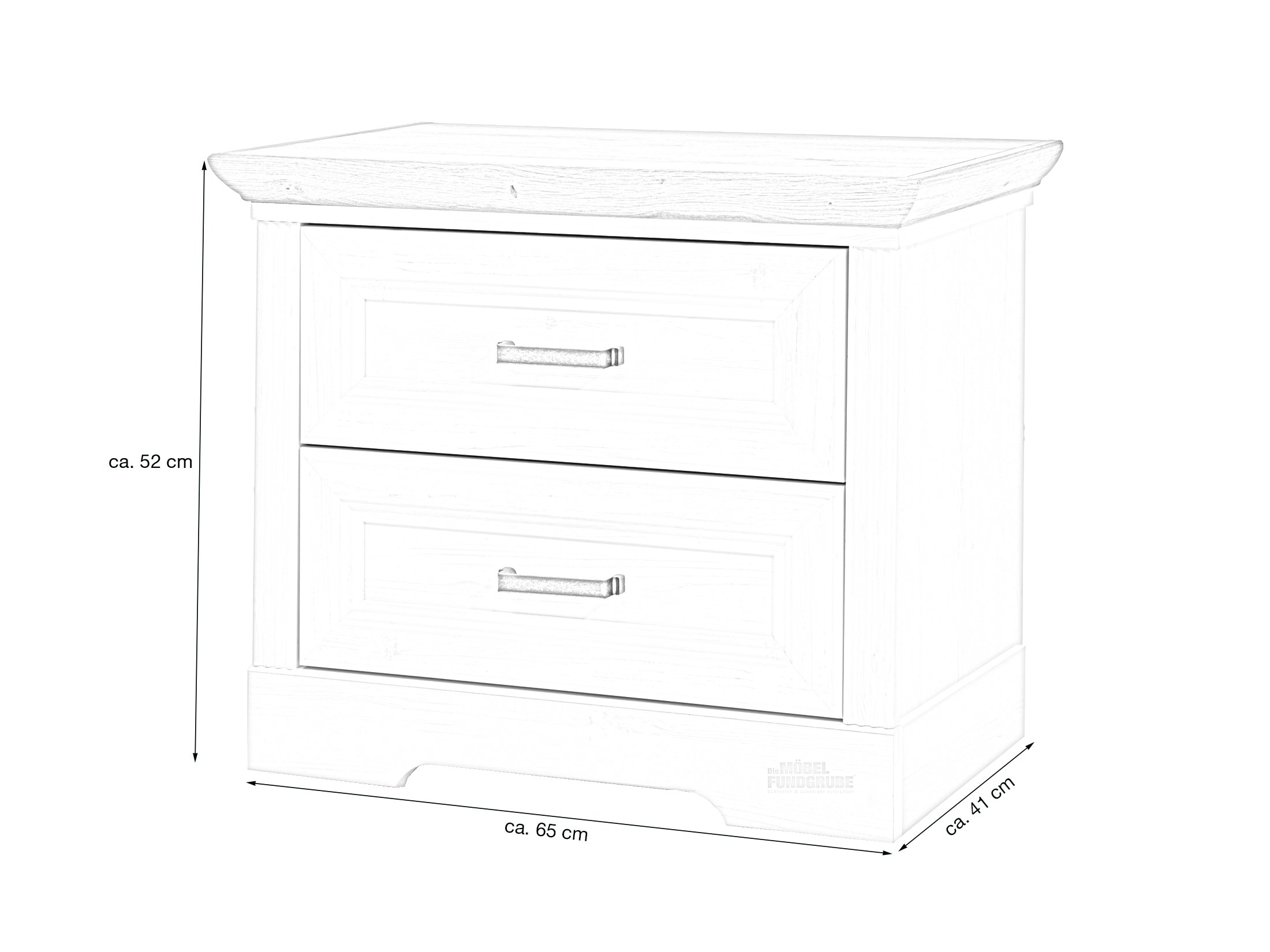 Nachttisch Pinie weiß - Artisan Eiche 65 cm x 52 cm - JASMIN