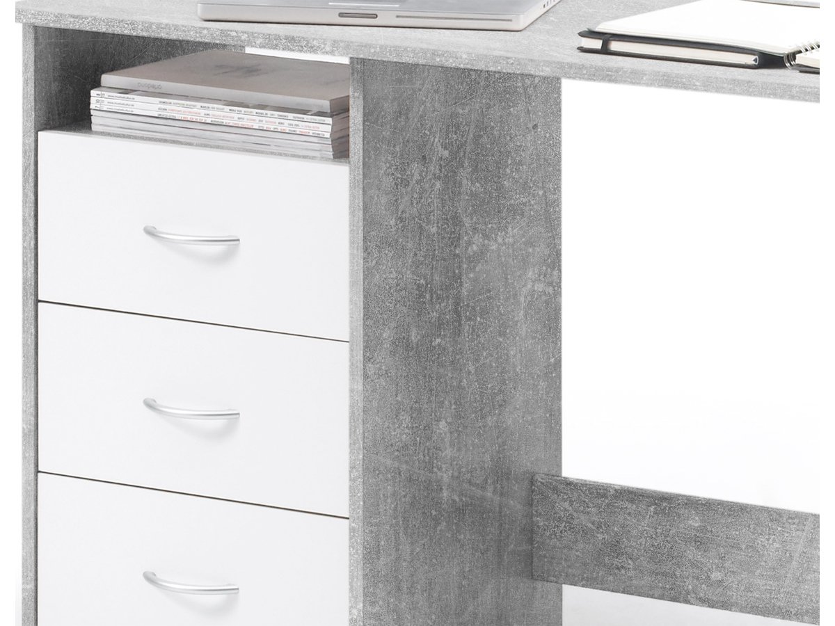Computerschreibtisch Betonoptik - weiß 120 cm - ADRIA