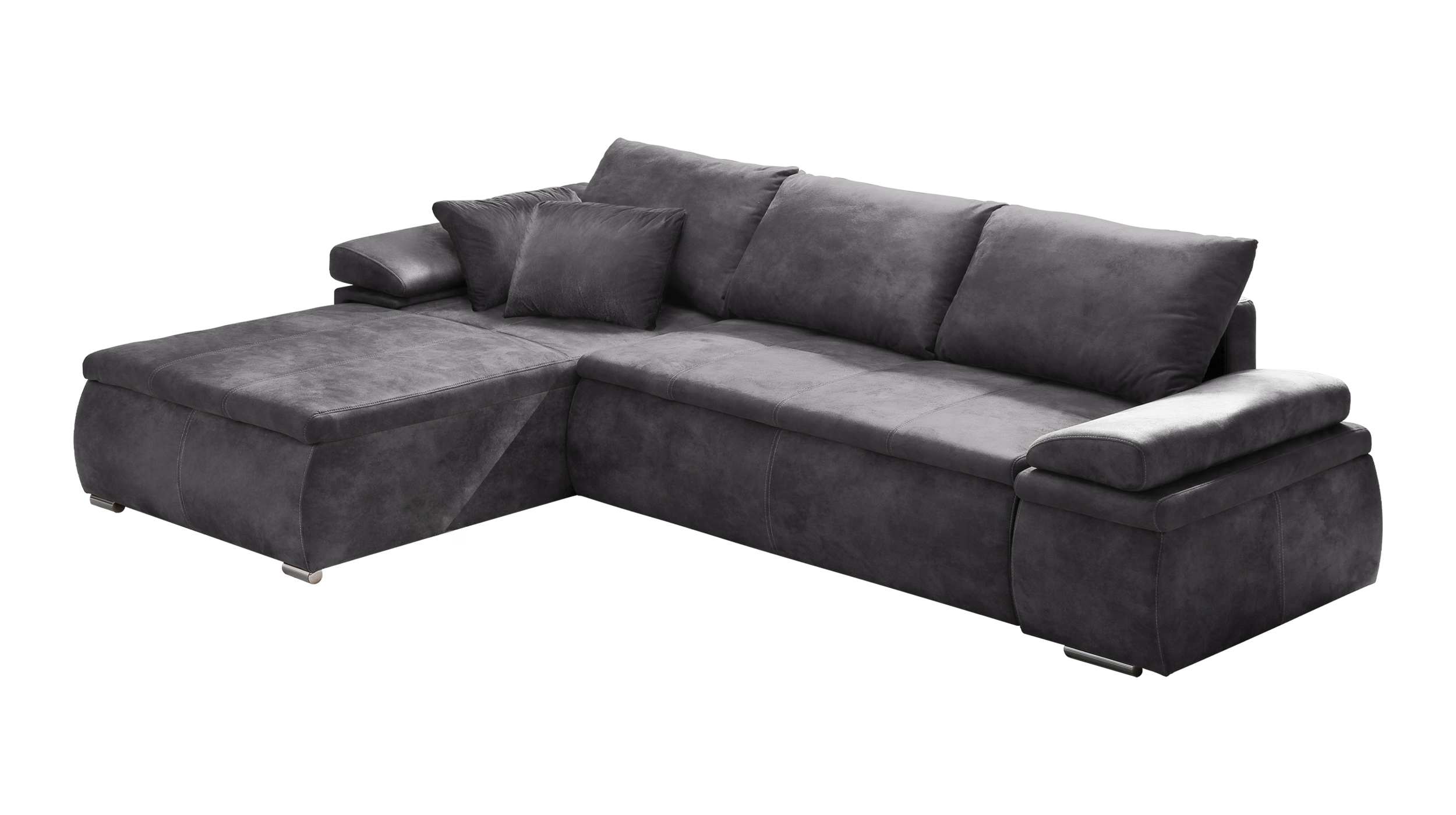 Ecksofa mit Schlaffunktion anthrazit Bettkasten 268 cm - CELINA Ecksofa mit Schlaffunktion anthrazit Bettkasten 268 cm - CELINA