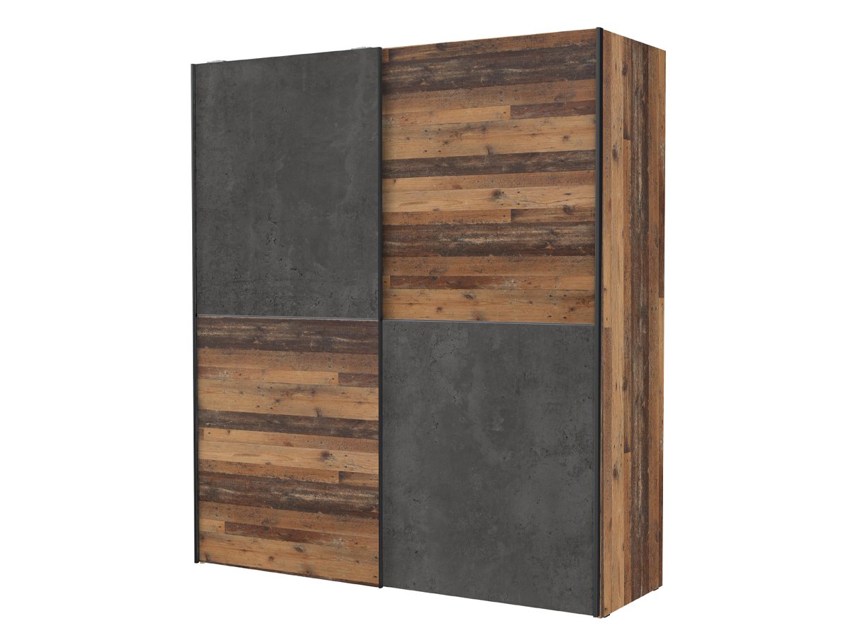 Schwebetürenschrank Old Wood - grau 170 cm - DEDERIK Schwebetürenschrank Old Wood - grau 170 cm - DEDERIK