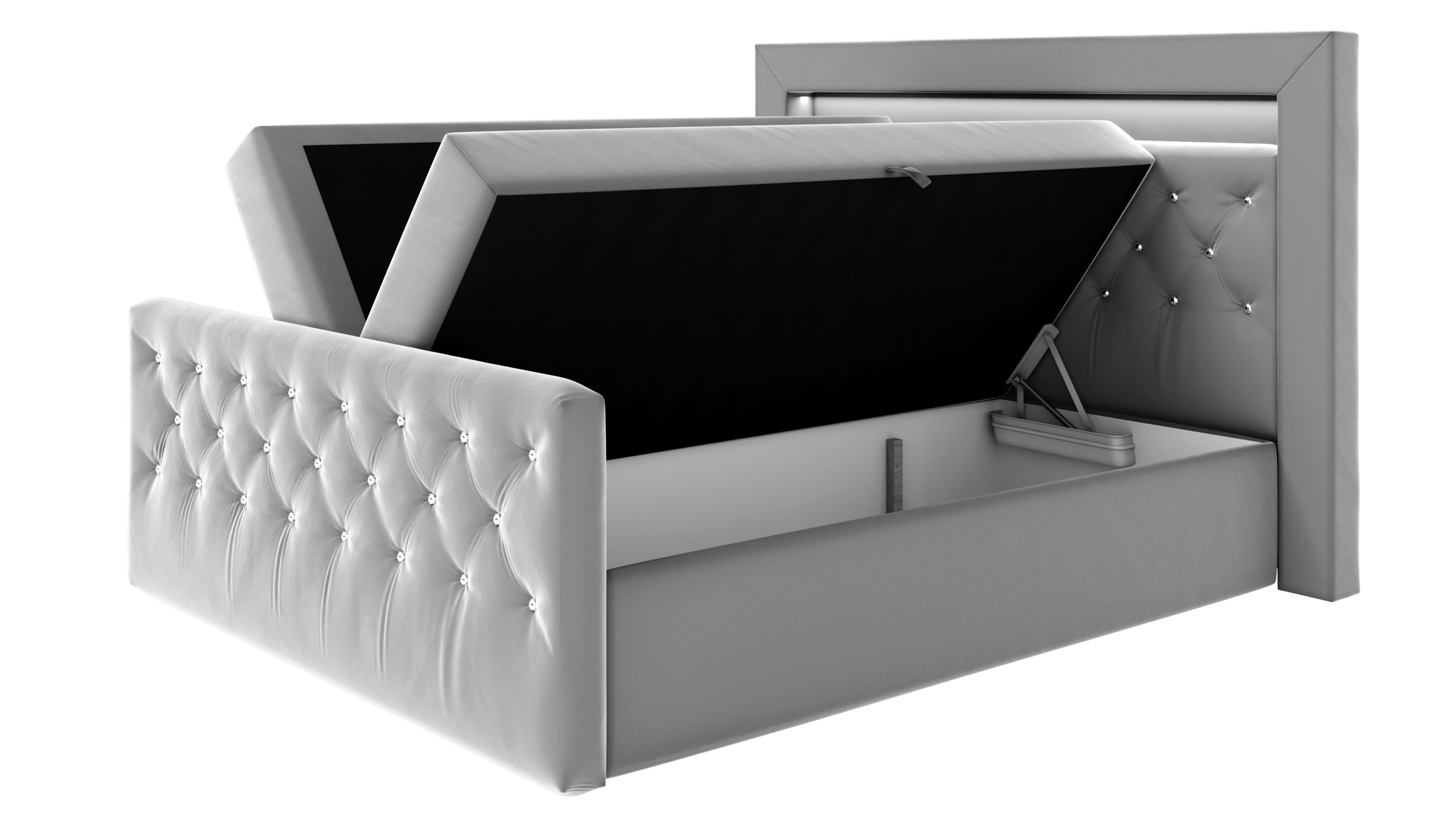Boxbett 180 x 200 cm grau mit Beleuchtung - SINGAPUR LUX