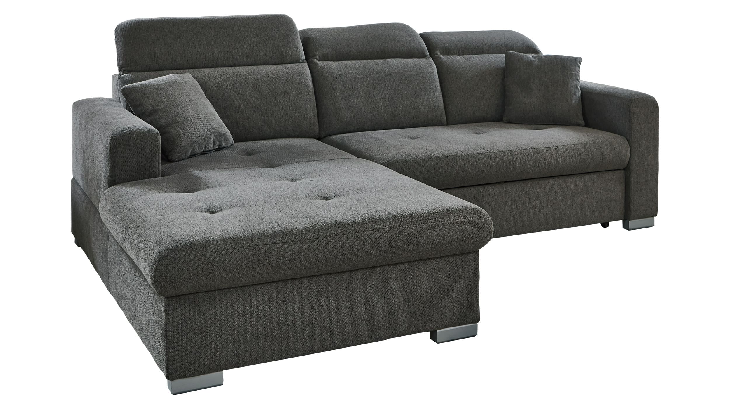 Ecksofa mit Schlaffunktion grau Bettkasten 244 cm - SIGNUM Ecksofa mit Schlaffunktion grau Bettkasten 244 cm - SIGNUM
