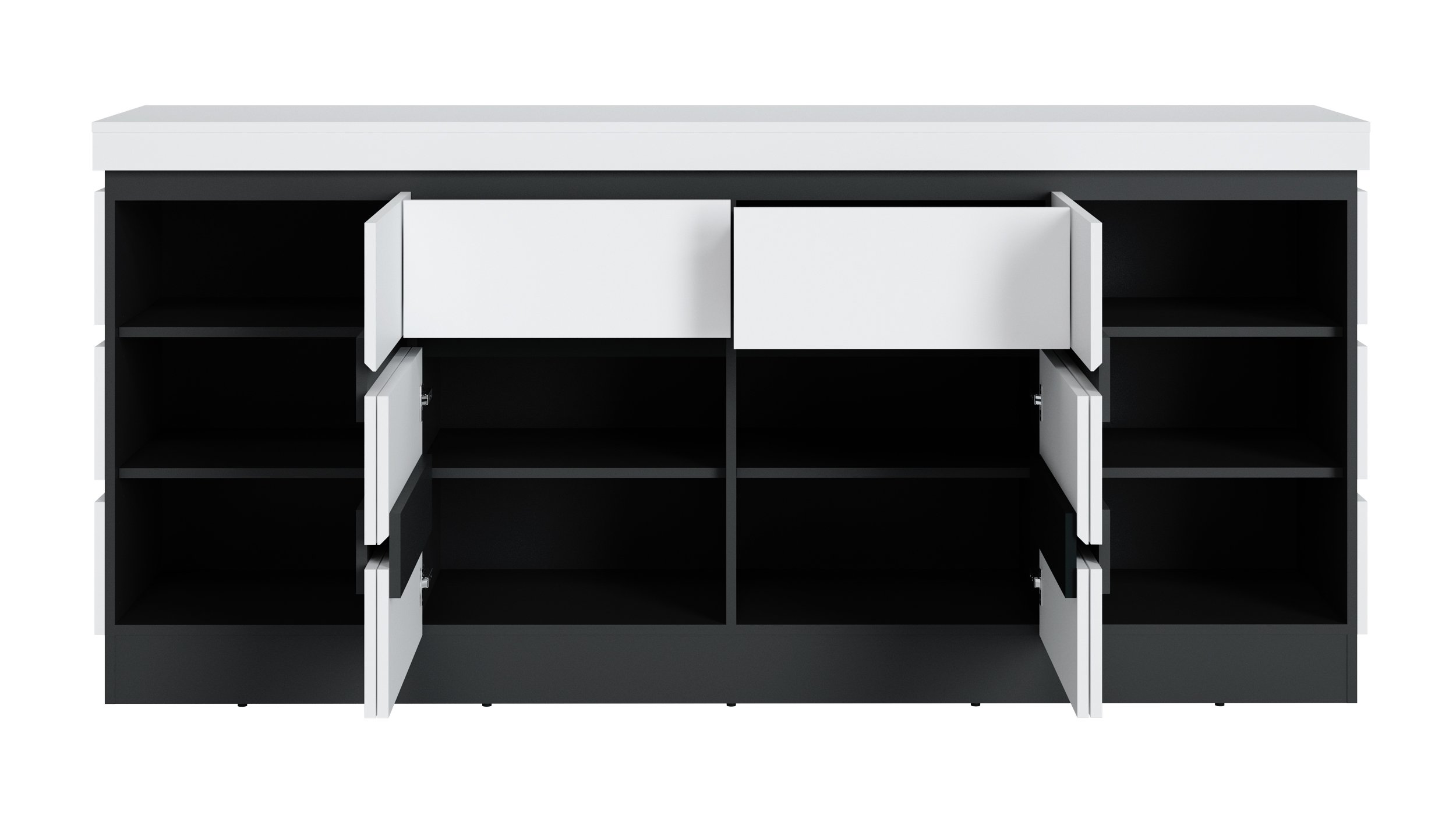 Sideboard alpinweiß anthrazit 201 cm - CAMPANIA