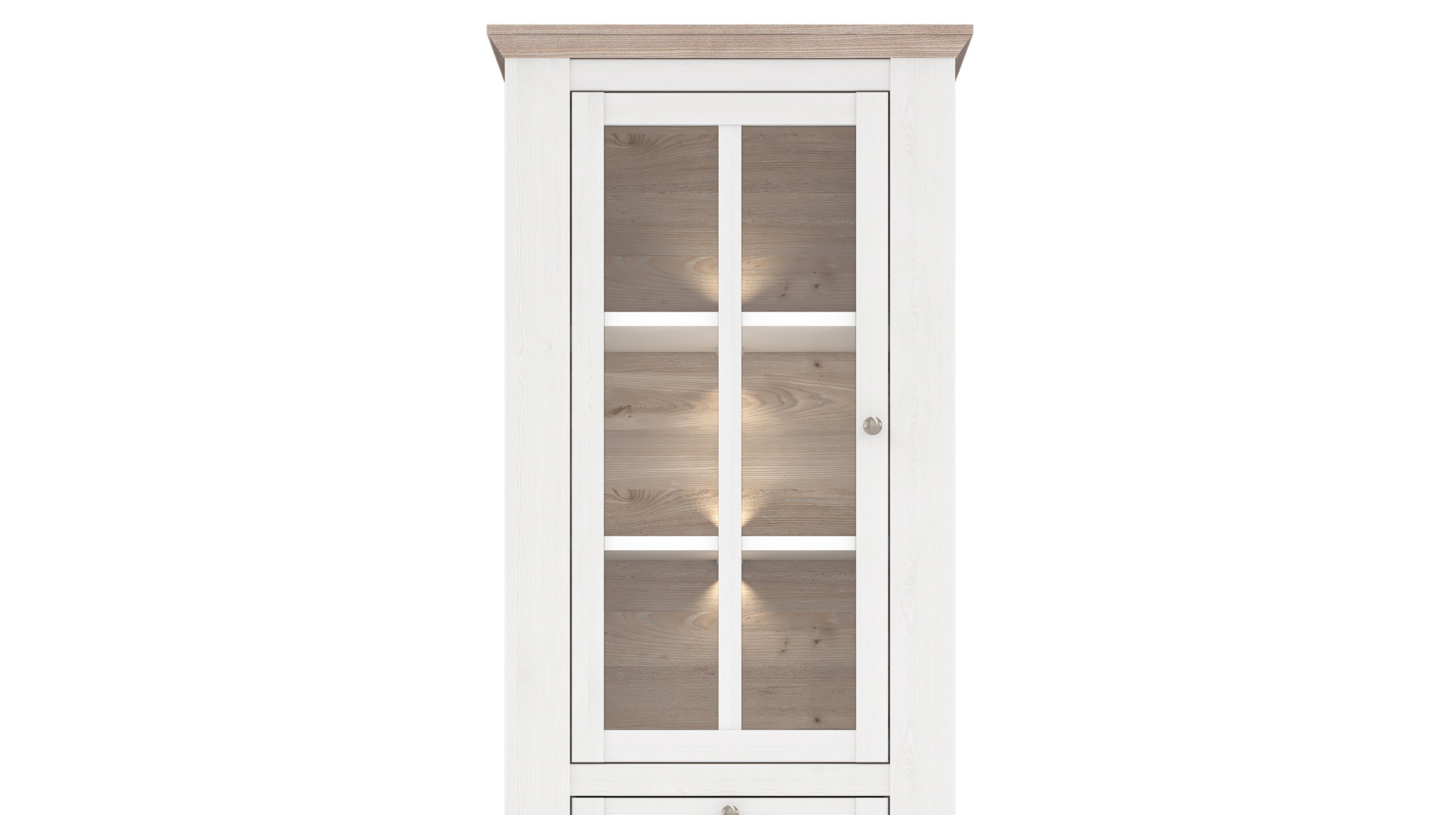 Vitrine Schneeeiche 210 cm mit LED - Beleuchtung - ILOPPA