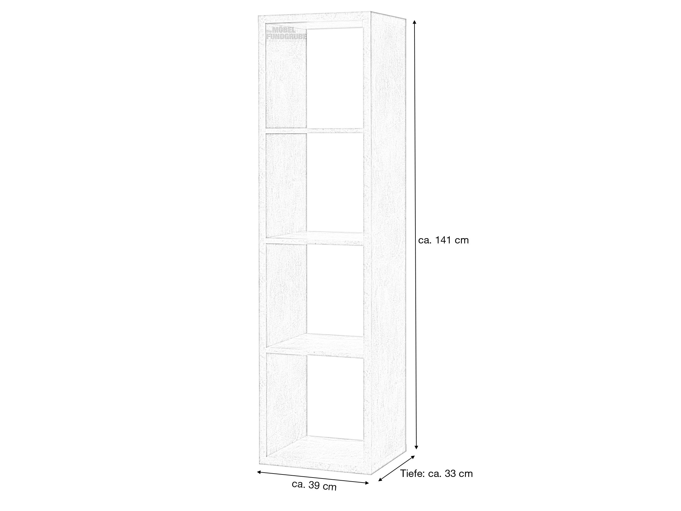 Standregal Betonoptik 38 x 141 cm - 4 Fächer - MAX