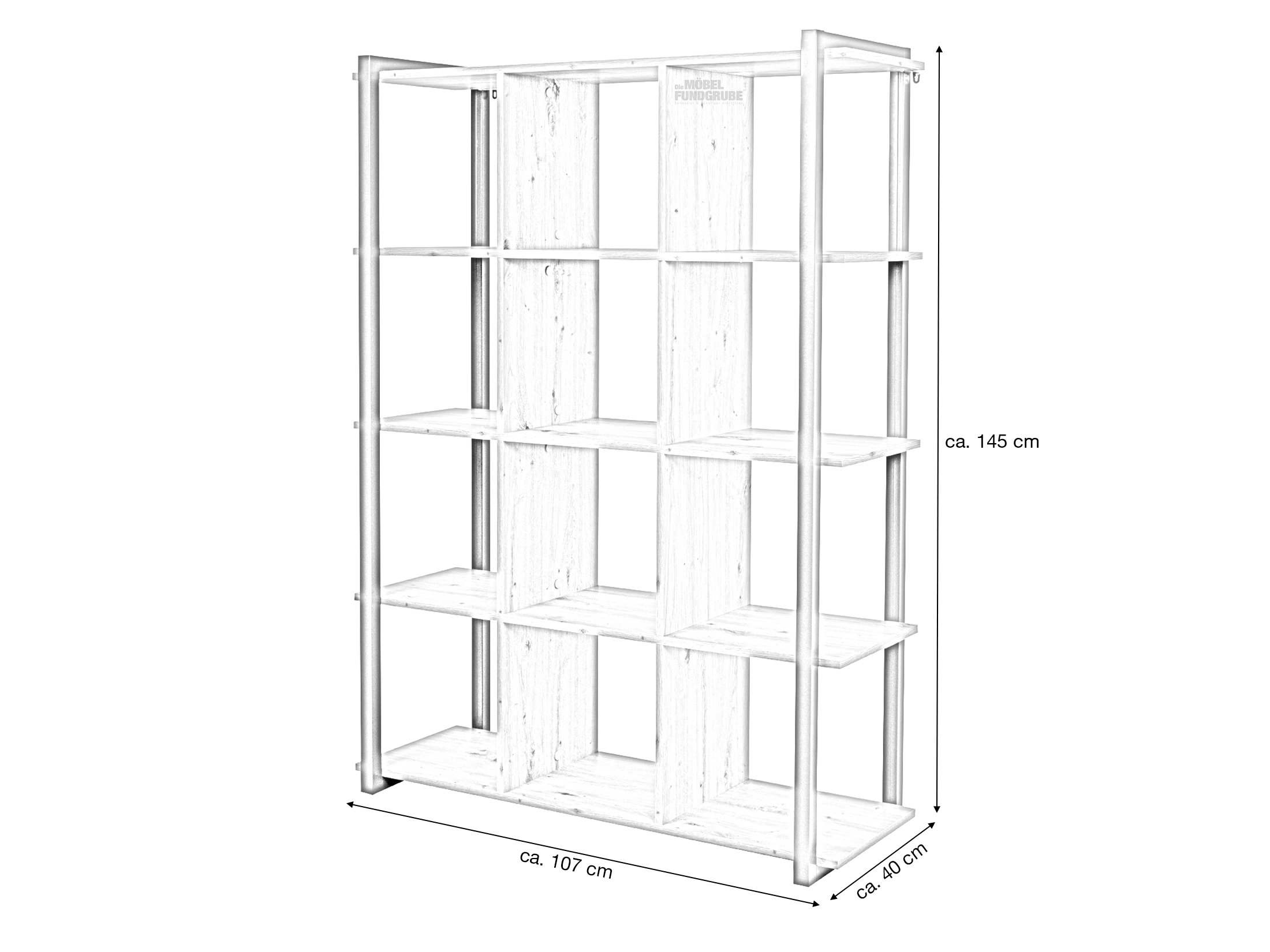 Raumteiler Regal Artisan Eiche 107 x 145 cm - DENVER