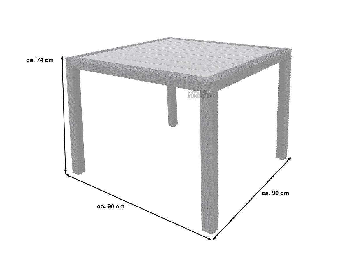 Gartentisch quadratisch schwarz 90 x 90 cm - HAVIN