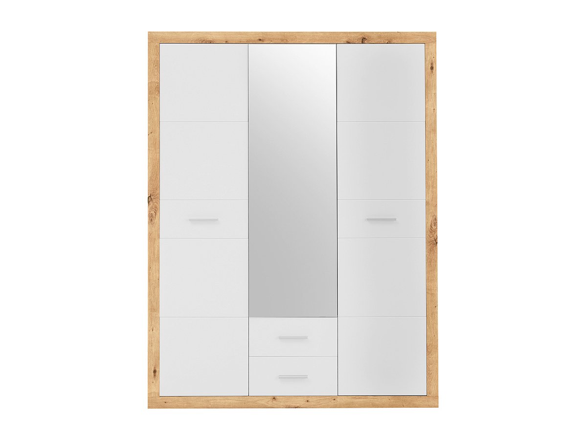 Kleiderschrank mit Spiegel - Artisan Eiche - weiß - 151 cm - STONE Kleiderschrank mit Spiegel - Artisan Eiche - weiß - 151 cm - STONE