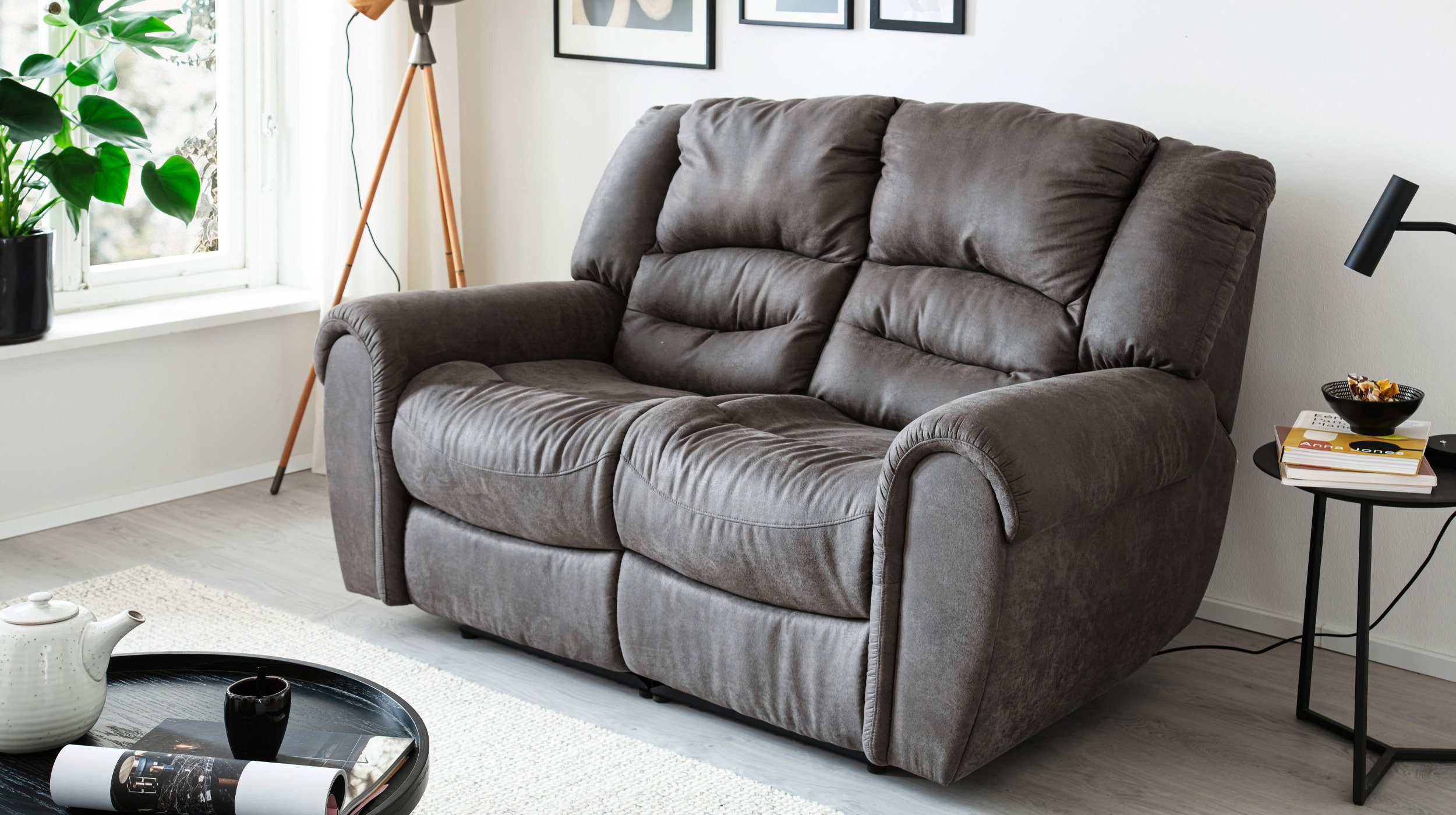 Einzelsofa 2-Sitzer grau 163 cm - Nosagunterfederung - PABLO